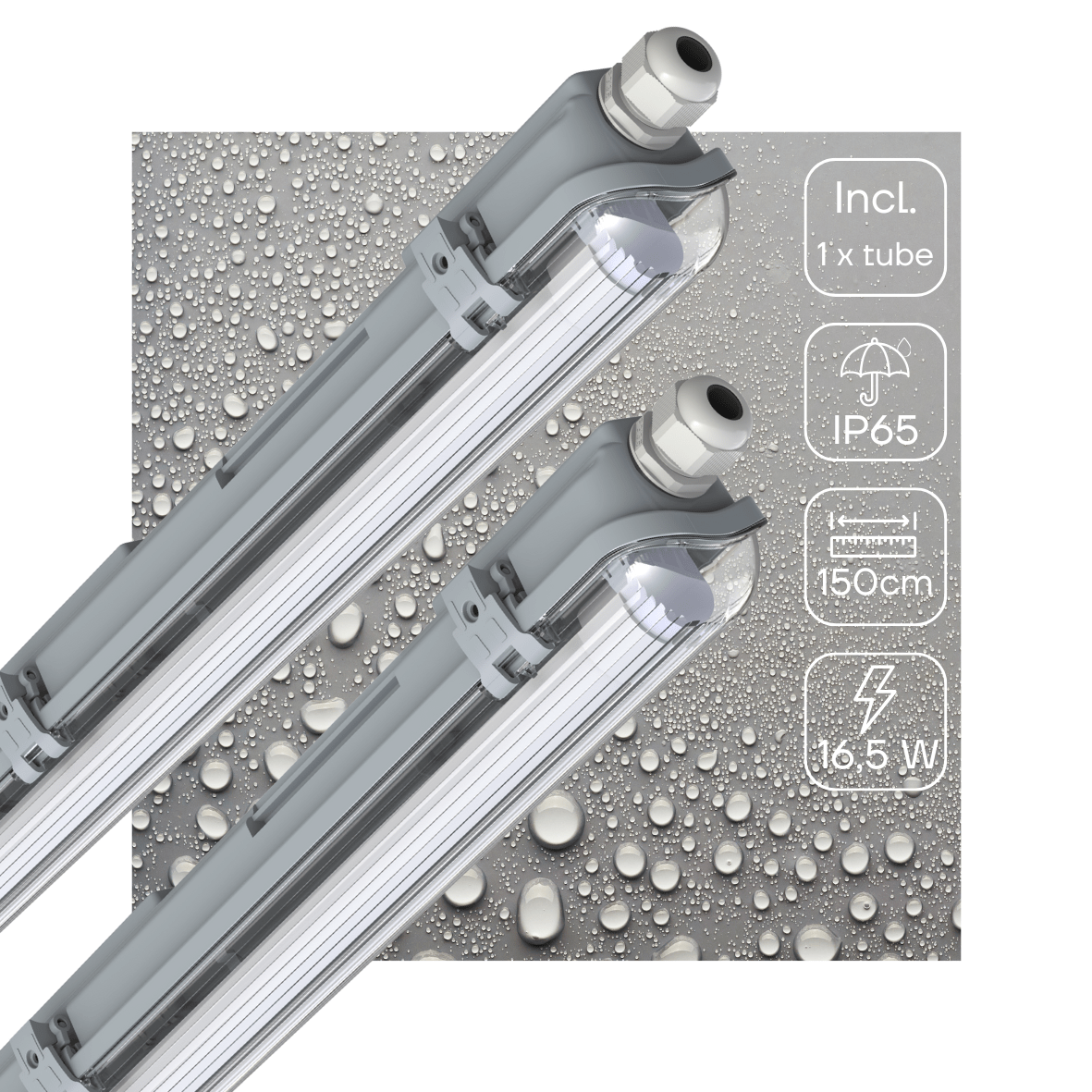 2 PACK - LED's Light Complete LED TL lamp met LED buis 150 cm - Binnen en buiten - 3060lm - 16.5W - 4000K LED.nl