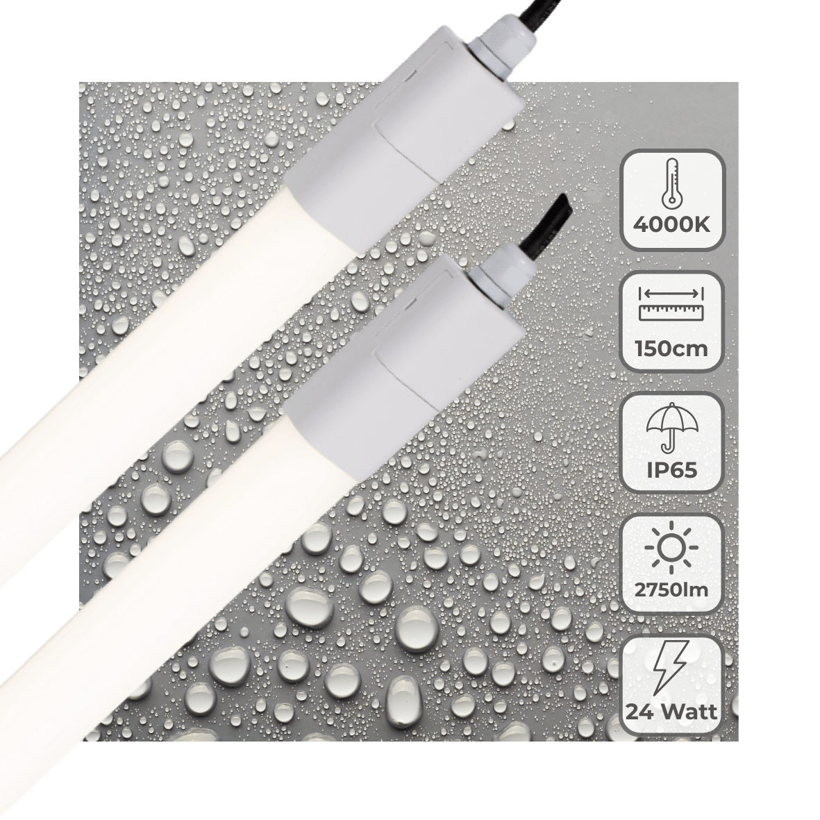 2 PACK - LED's Light LED TL verlichting compleet 150 cm - Geschikt voor buiten en binnen - 2750 lm TL verlichting LED.nl