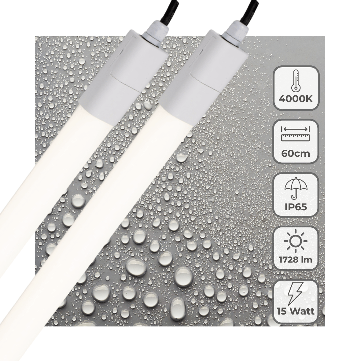 2 PACK - LED's Light LED TL verlichting compleet 60 cm - Geschikt voor buiten en binnen - 1725 lm TL verlichting LED.nl