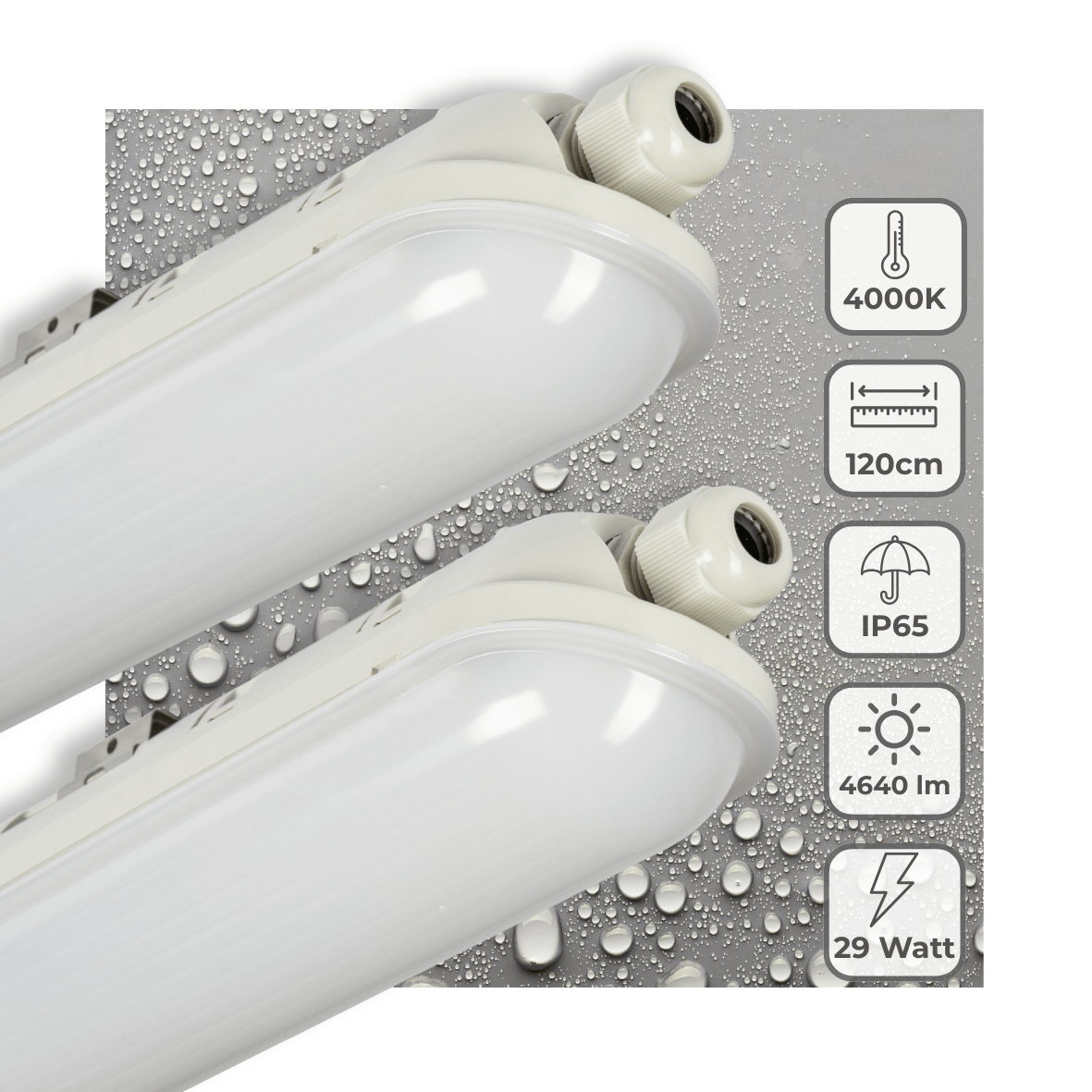 2 PACK - LED's Light Pro Koppelbaar LED TL armatuur compleet 120 cm - Waterdicht - 4640 lm 29W 4000K 160lm/w TL verlichting LED.nl