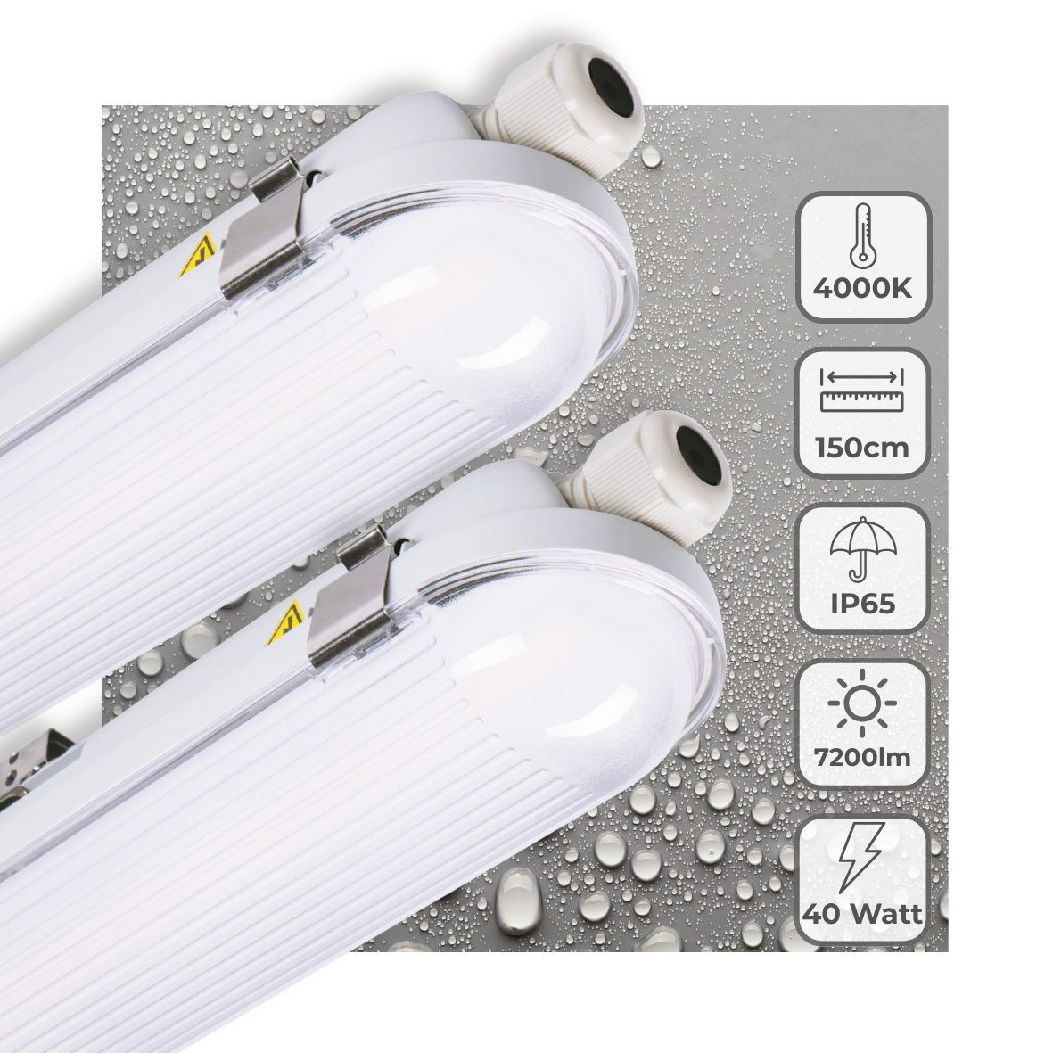 2 PACK - LED's Light Pro Philips Koppelbare TL armatuur 150 cm - 40W - Energielabel B - Dimbaar licht - 7200 lm - 180Lm/W - IP65 - 4000K - IK08 TL verlichting LED.nl