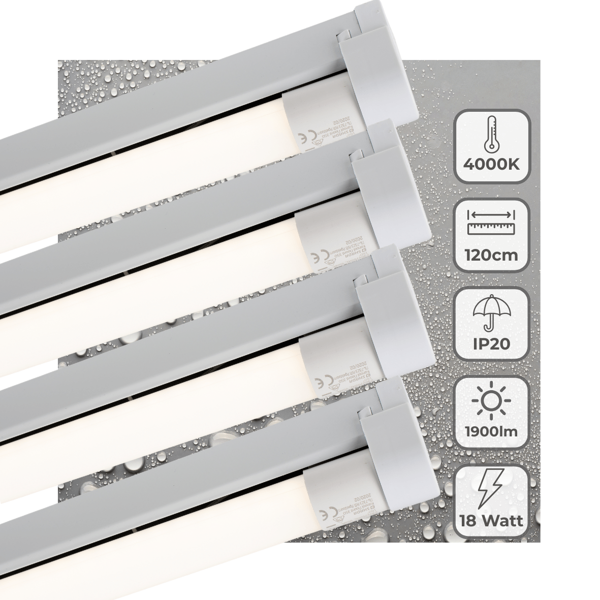 4 PACK - LED's Light LED licht balk 120 cm voor binnen - Armatuur inclusief LED TL buis - 1900 lm TL verlichting LED.nl