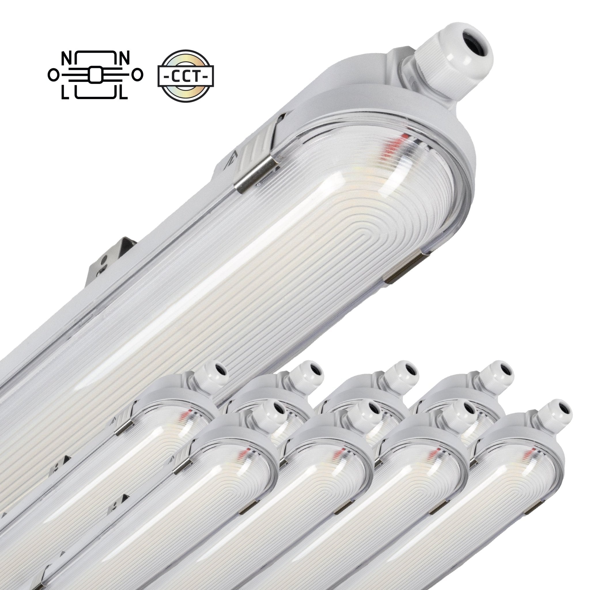 9 PACK - LED's Light pro Koppelbaar CCT/Power select TL armatuur met Strip - 180lm/w 39W 150cm 7020lm 3000K/4000K/6500K - IP65 IK08 TL verlichting LED.nl