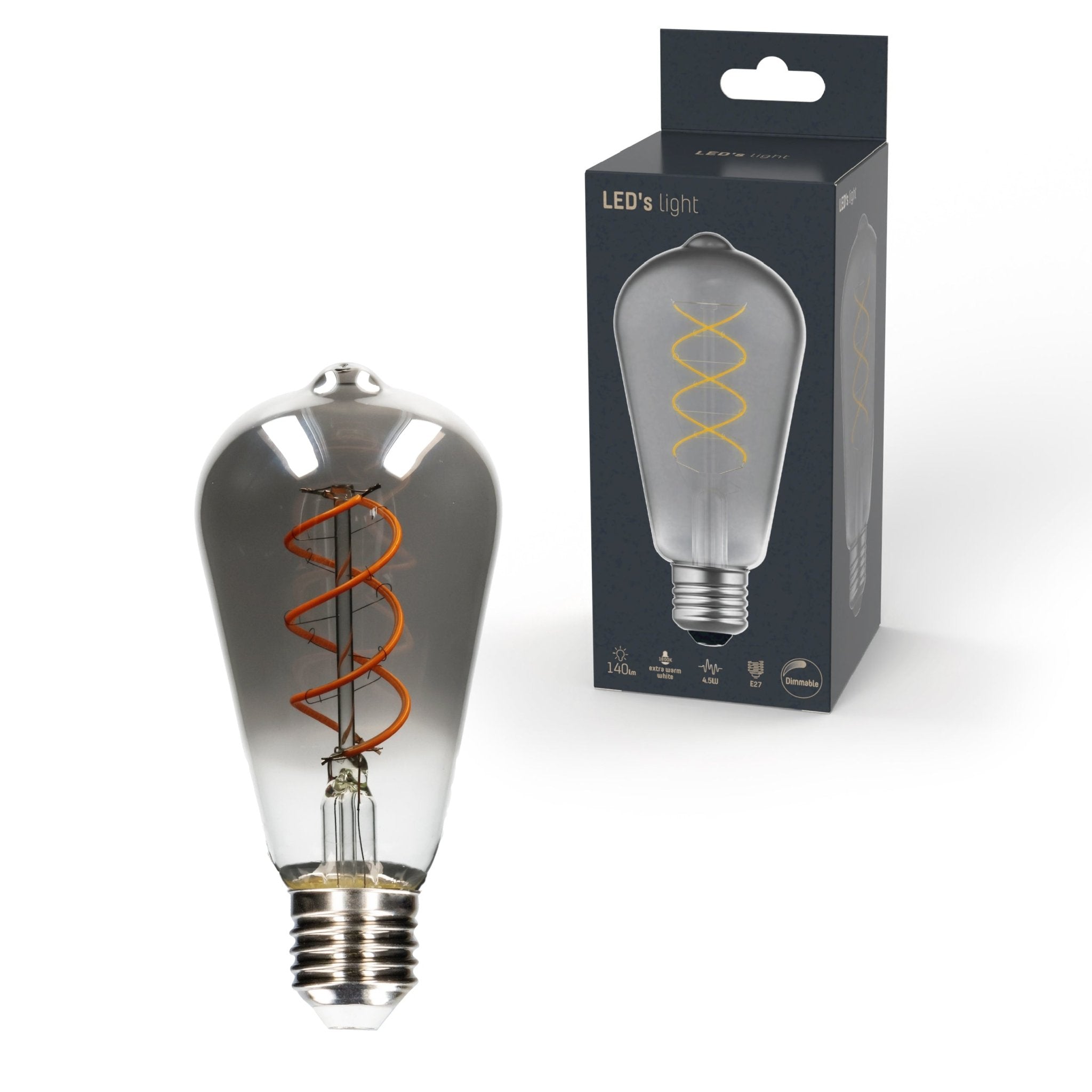 LED Lamp smokey E27 - Nostalgisch retro - Dimbaar warm wit licht - Edison ST64 Dimbare filament lampen LED.nl
