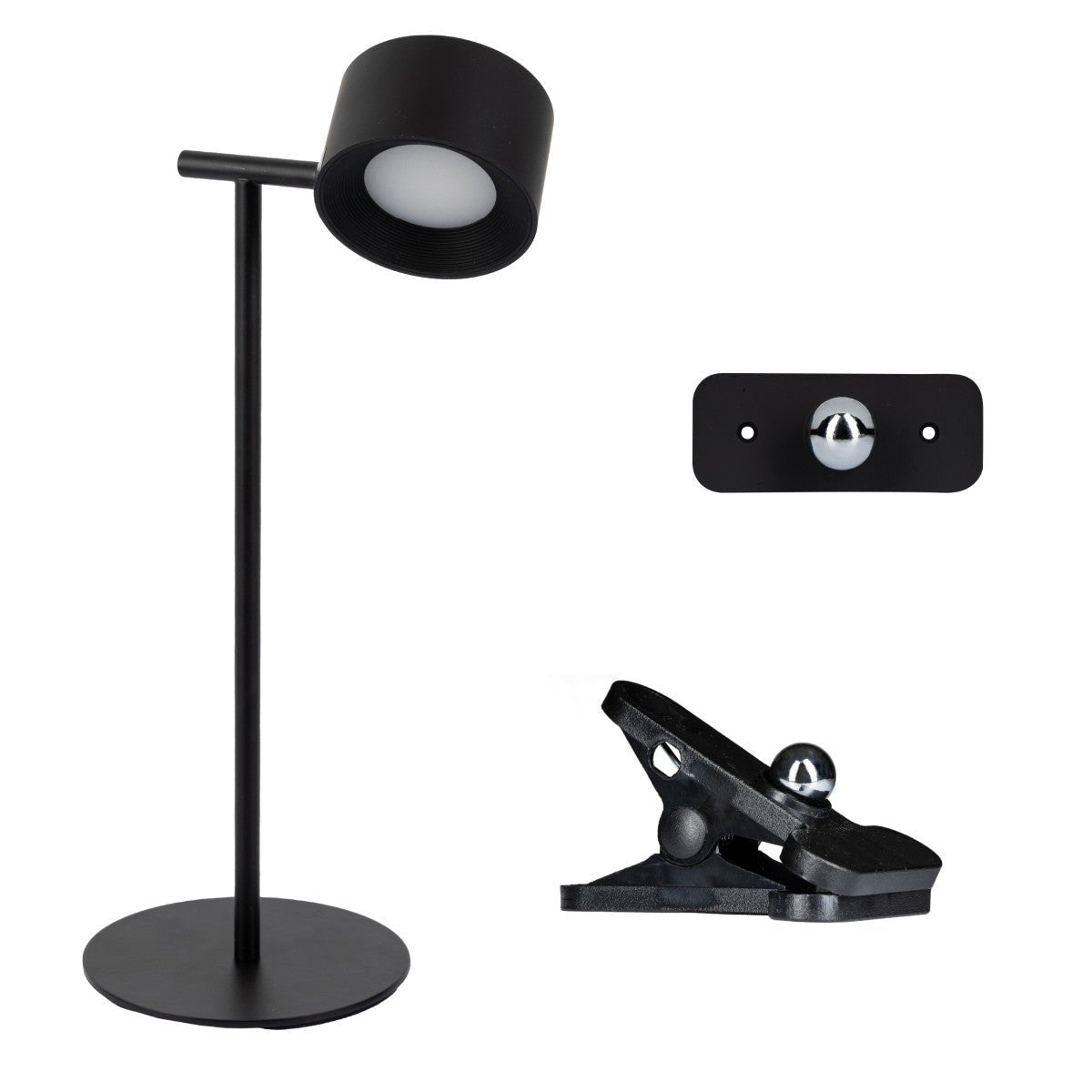 LED's Light 3-in-1 Draadloos Oplaadbaar Spotje - Tafellamp, Klemlamp & Wandlamp - Zwart Tafellampen Led.nl