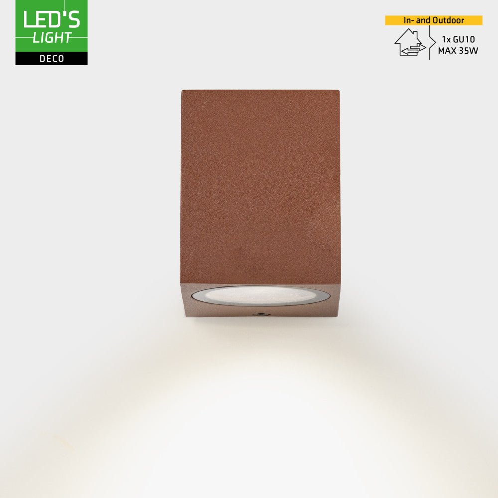 LED's Light Buitenlamp kubus - Wandarmatuur - 1xGU10 - Roestkleurig - IP44 Wandlampen LED.nl