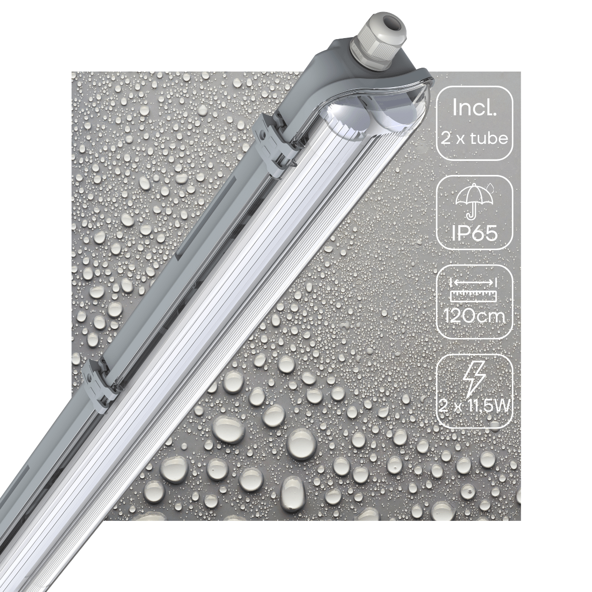 LED's Light Dubbele LED TL lamp 120 cm - compleet met LED buizen - Binnen en buiten - 4260 lm - 4000K - 2x11.5W - 185lm/w - Energielabel B TL verlichting LED.nl