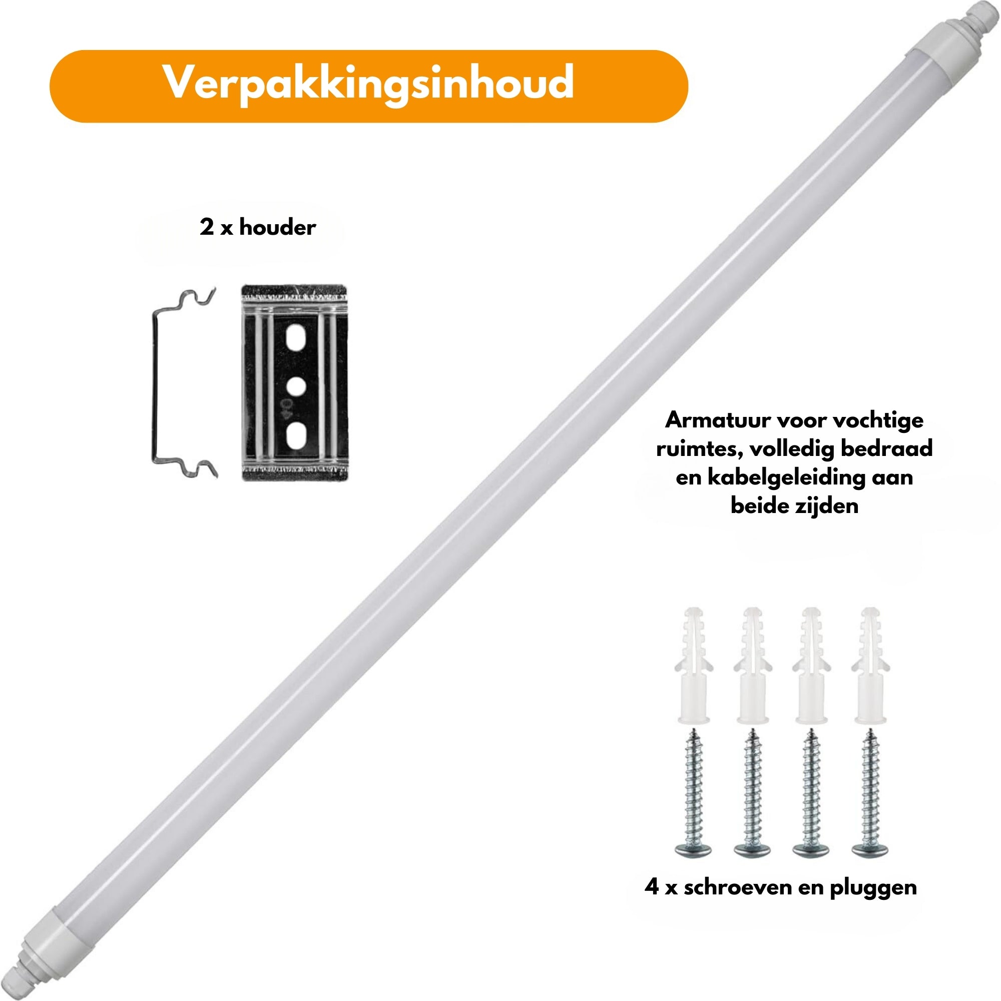 4 PACK - LED's Light LED TL lamp compleet - Koppelbaar tot 10 lampen - Waterdicht - 36W, 120cm, 4320lm 4000K - IP65 IK08 TL verlichting LED.nl