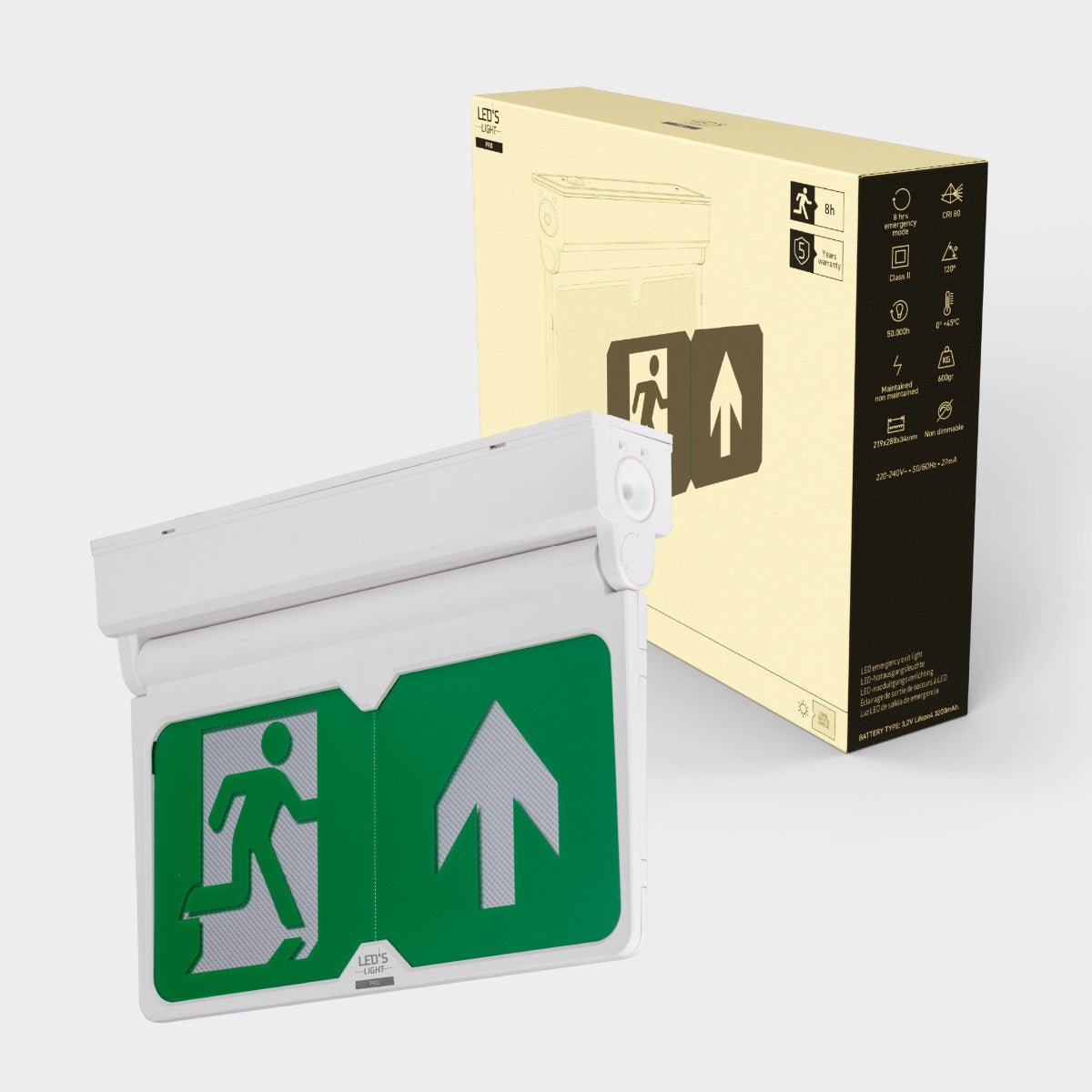 LED's Light - Noodverlichting - Nooduitgang bord met verlichting op accu - 8 uur noodfunctie - IP54 - Pijl draaibaar LED.nl