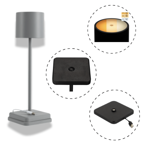 LED's Light Oplaadbare LED Tafellamp - Dimbaar via aanraking - Binnen en buiten - Grijs Tafellampenen LED.nl