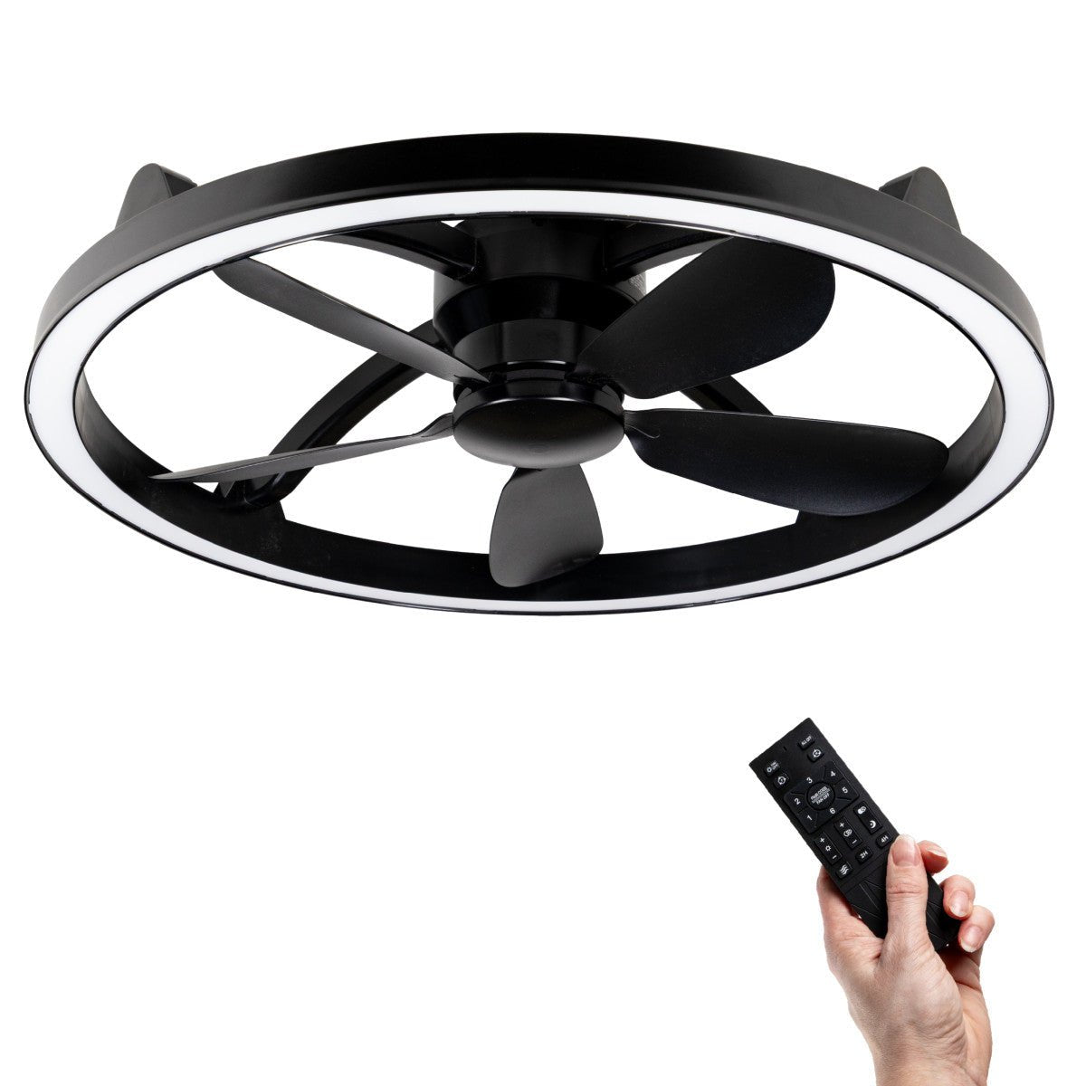 LED's Light Plafond ventilator met lamp Zwart 61,3cm - 27W - 2500lm - Verstelbare kleurtemperatuur - Dimbaar - Incl afstandbediening Plafondventilatoren LED.nl