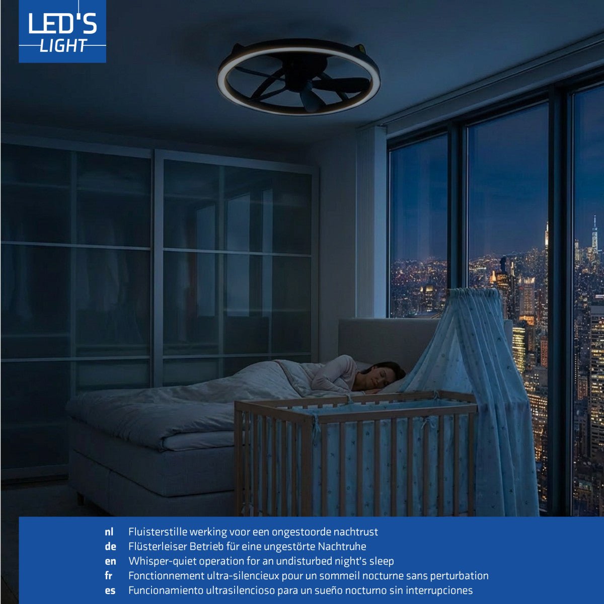 LED's Light Plafond ventilator met lamp Zwart 61,3cm - 27W - 2500lm - Verstelbare kleurtemperatuur - Dimbaar - Incl afstandbediening Plafondventilatoren LED.nl