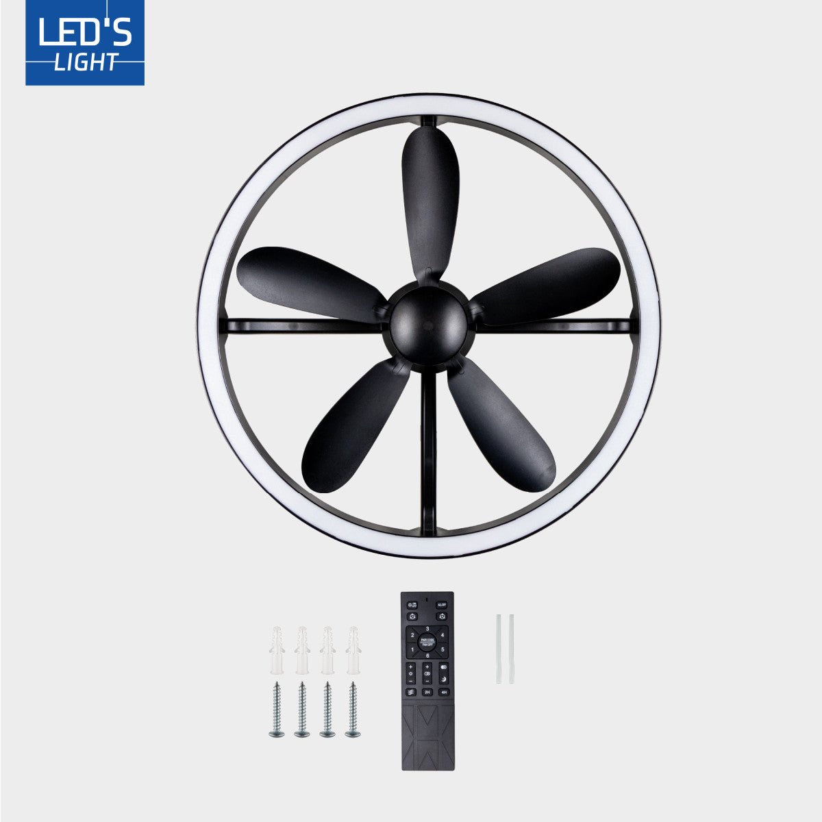 LED's Light Plafond ventilator met lamp Zwart 61,3cm - 27W - 2500lm - Verstelbare kleurtemperatuur - Dimbaar - Incl afstandbediening Plafondventilatoren LED.nl