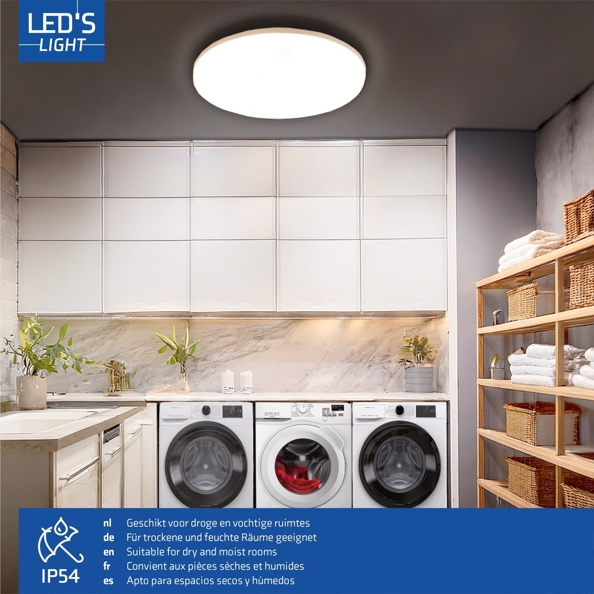 LED's Light Plafondlamp 30 cm - dimbaar in 6 standen - Alle binnenruimtes - IP54 Plafondlampen LED.nl