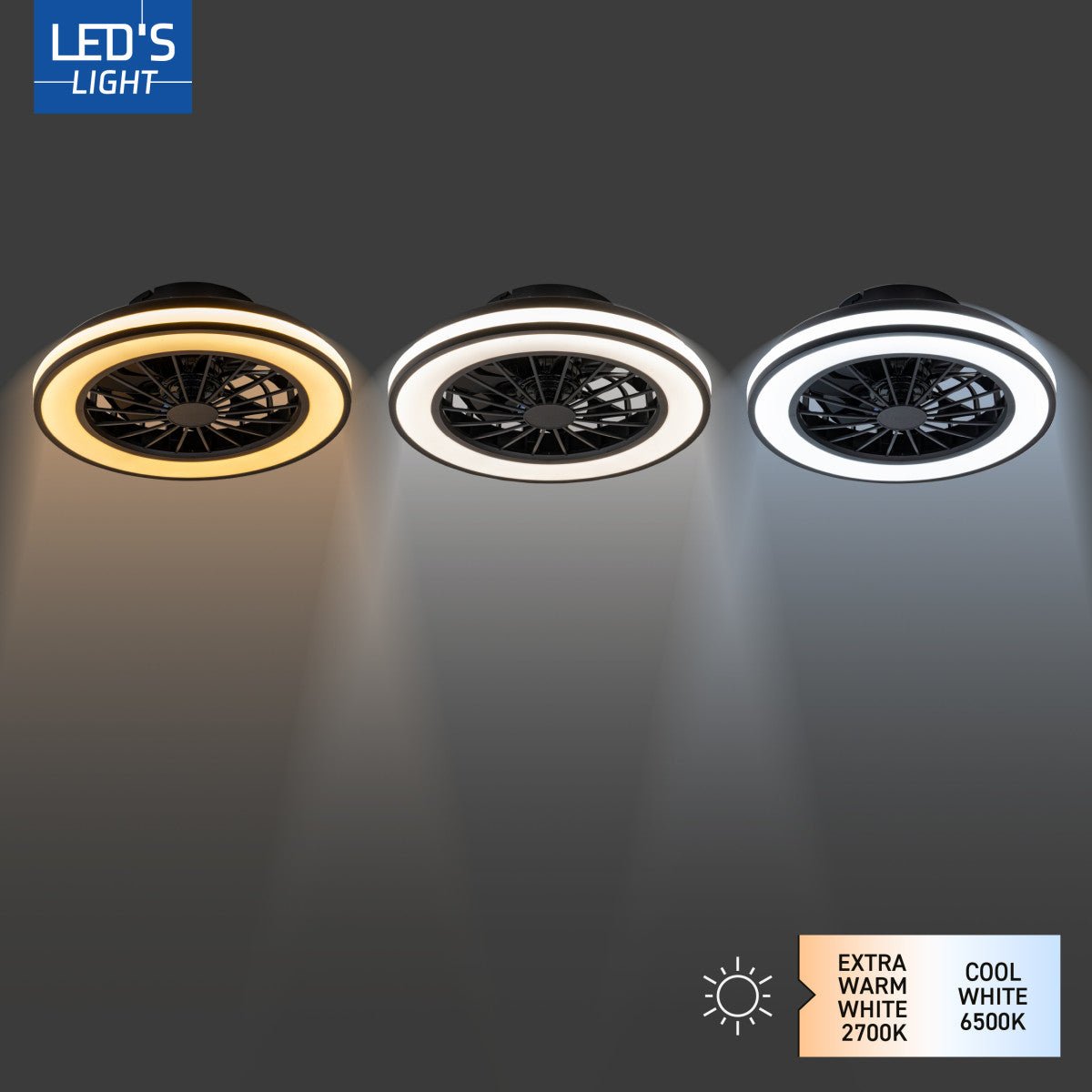 LED's Light Plafondlamp met ventilator - 39W 3300lm 2700K/6500K Plafondventilatoren LED.nl