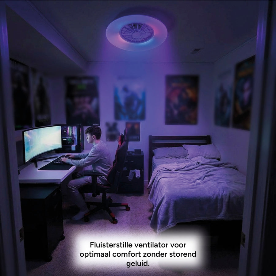 LED's Light Plafondlamp met ventilator RGB - 39W 3300lm 2700K/6500K/RGB - Ø485mm IP20 - Dimbaar Plafondventilatoren LED.nl