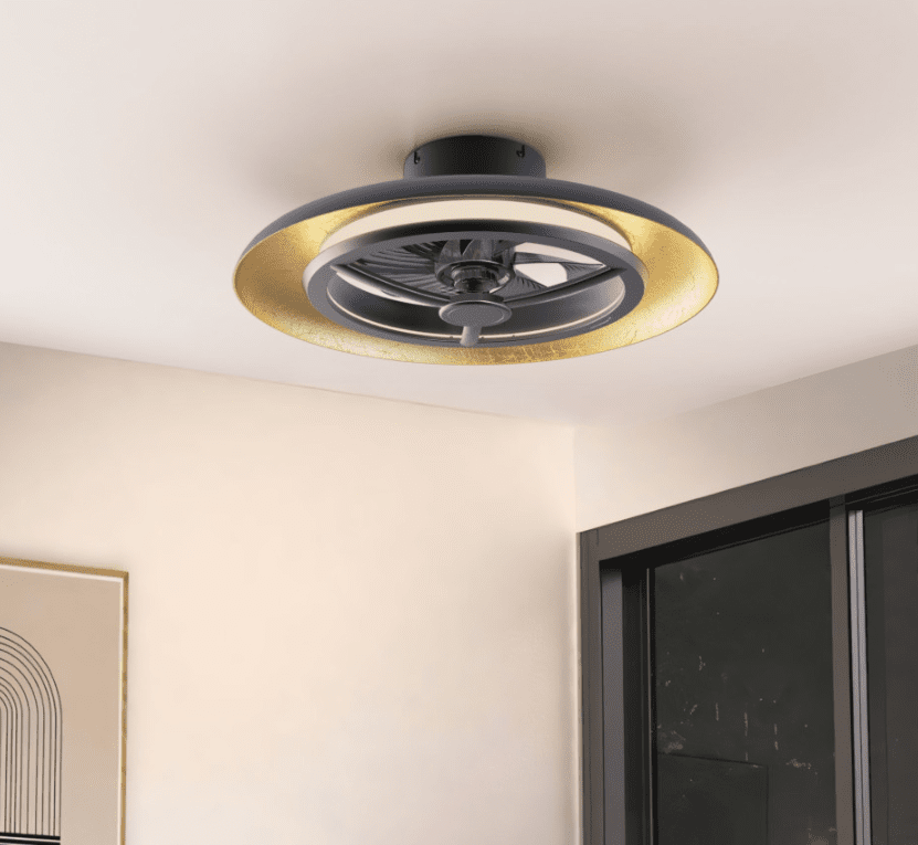 LED's Light Plafondventilator met lamp Goud met Zwart 55W 4300lm 1800K/4000K 55cm Plafondventilatoren LED.nl