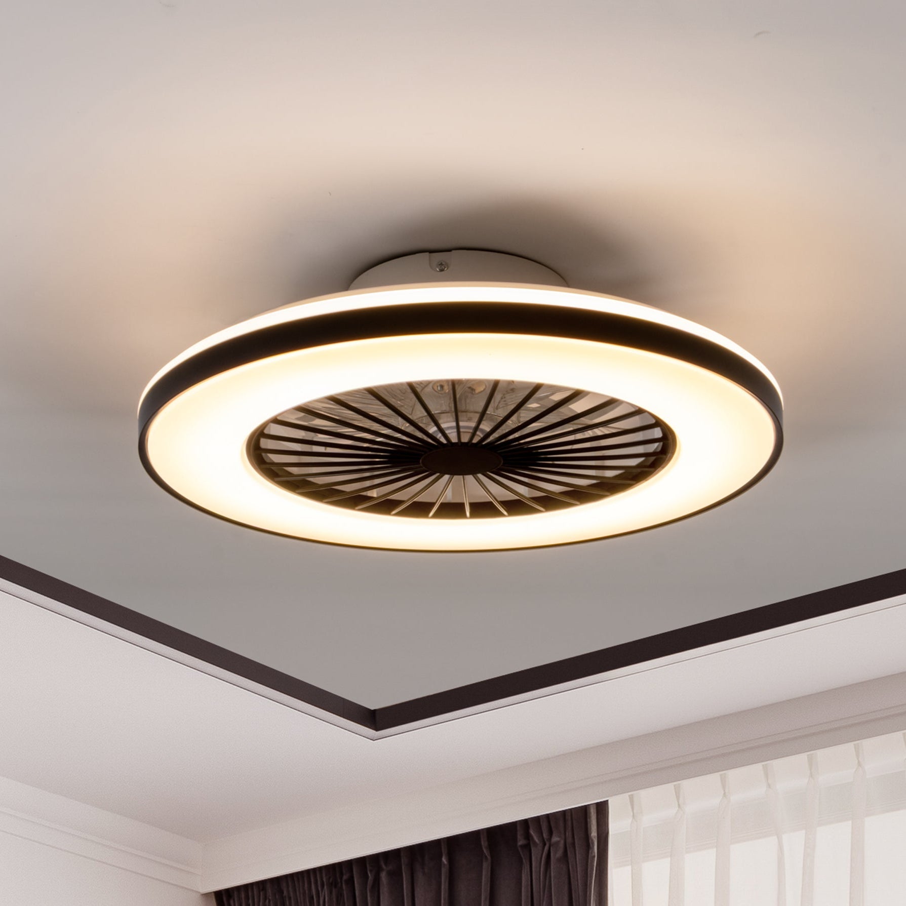 LED’s Light plafondventilator met verlichting 48 cm – Ventilatiesnelheid en bediening met afstandsbediening - Zwart Plafondventilatoren LED.nl