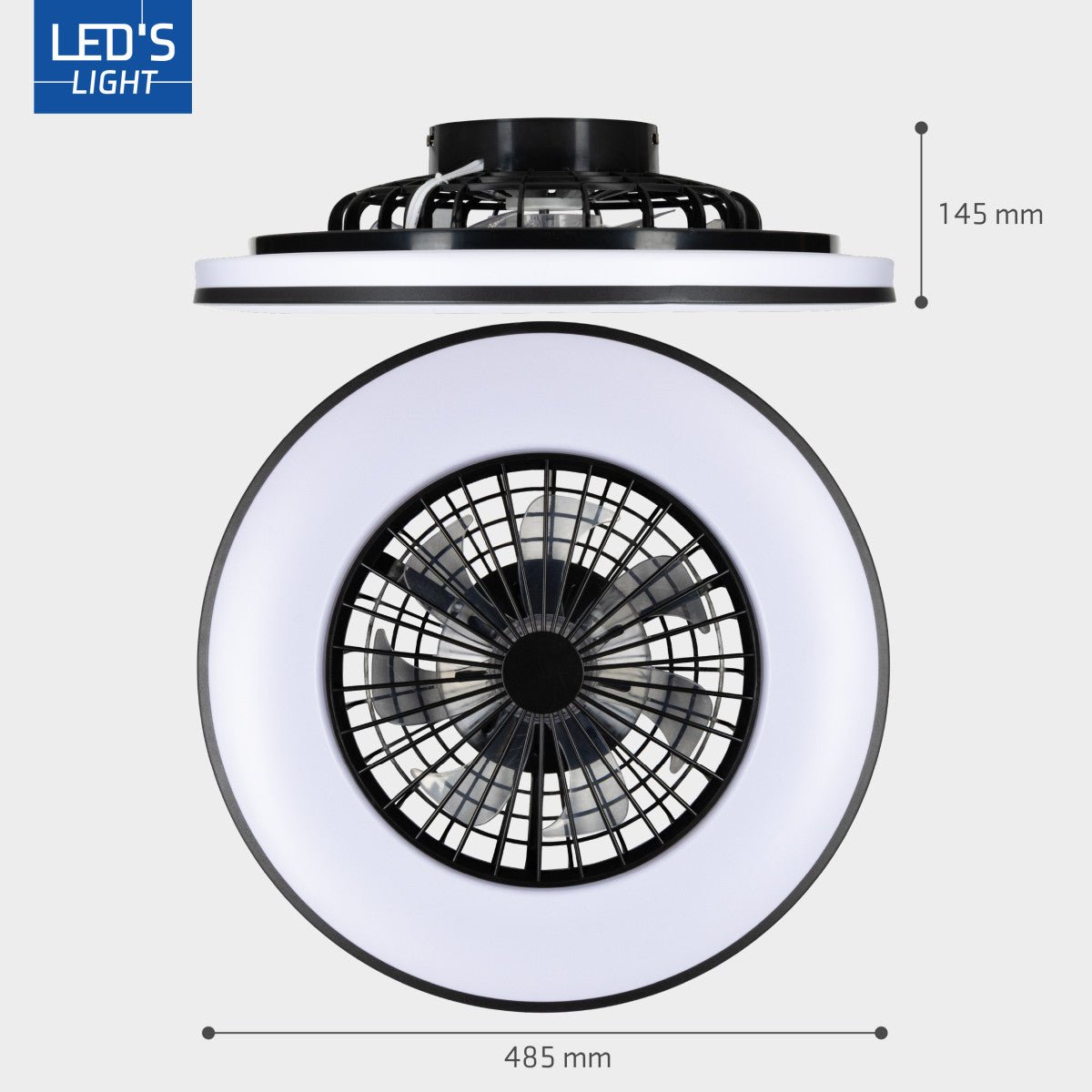 LED's Light Plafondventilator met verlichting zwart - 48,5 cm Plafondventilatoren LED.nl