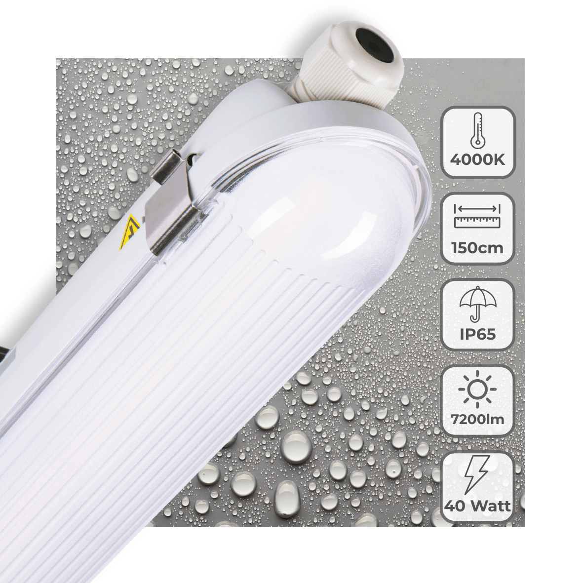 LED's Light Pro Philips Koppelbare TL armatuur 150 cm - 40W - Energielabel B - Dimbaar licht - 7200 lm - 180Lm/W - IP65 - 4000K - IK08 TL verlichting LED.nl