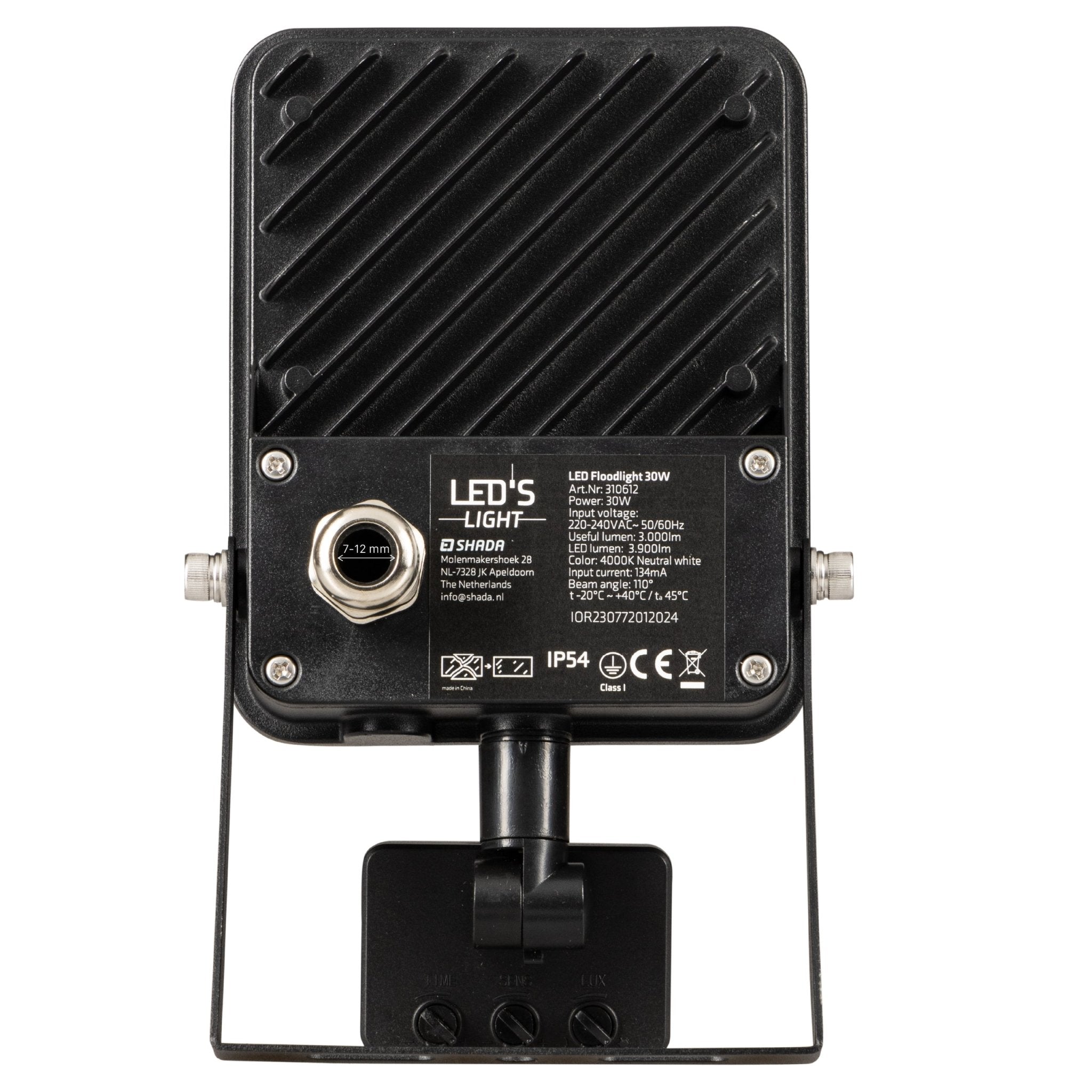 LED's Light Schijnwerper met Bewegingssensor 3600 - Waterdicht & Kantelbaar - 30W Schijnwerpers LED.nl