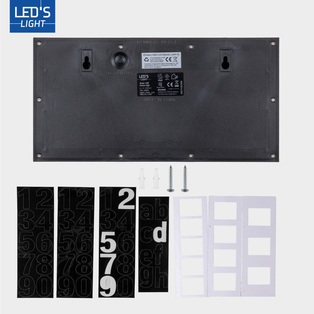 LED's Light zonnepaneel Solar-LED huisnummerbord set Wandlampen LED.nl