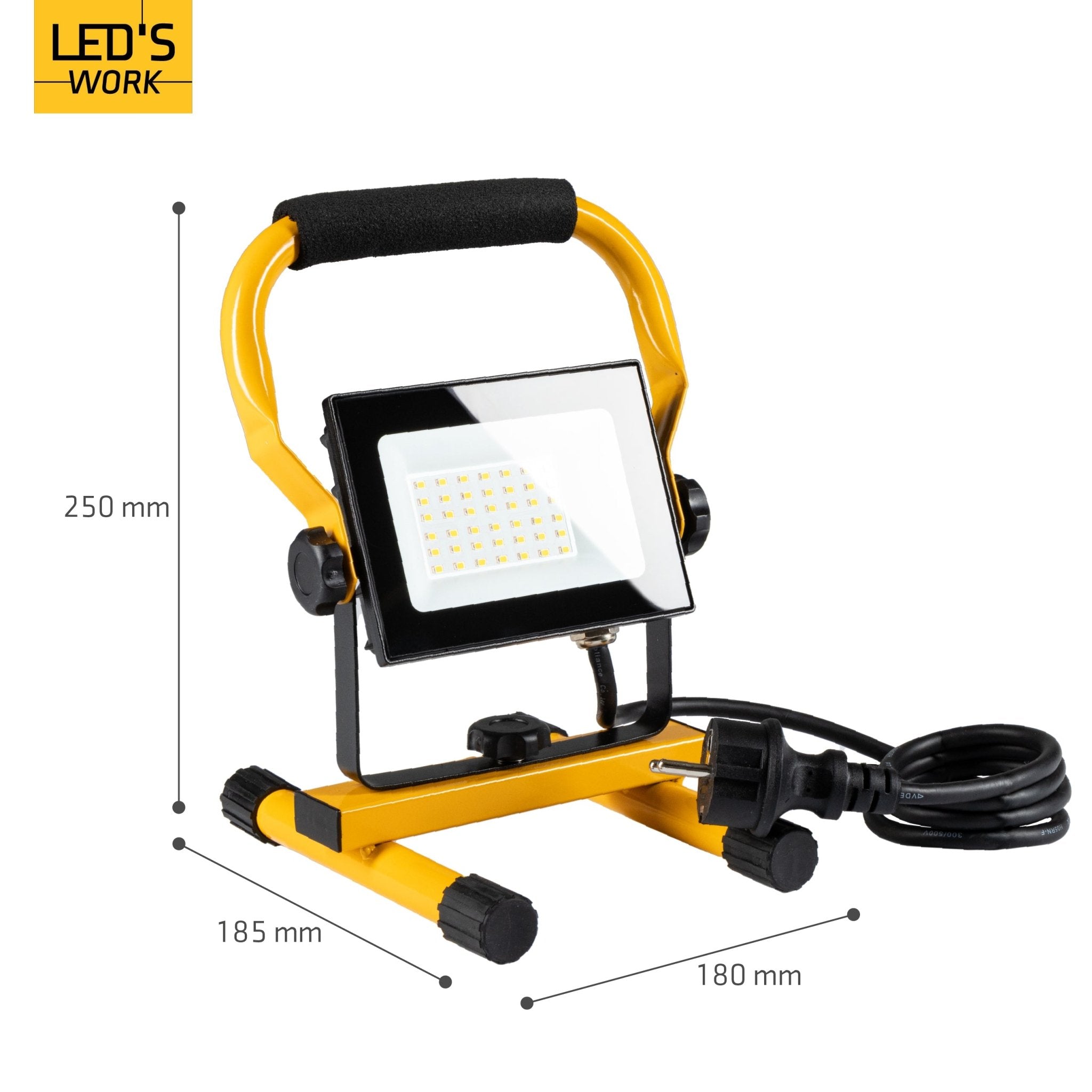 LED's Work Bouwlamp 3100 - Verstelbare beugel - Waterdicht (IP65) - Zwart geel Werklampen LED.nl