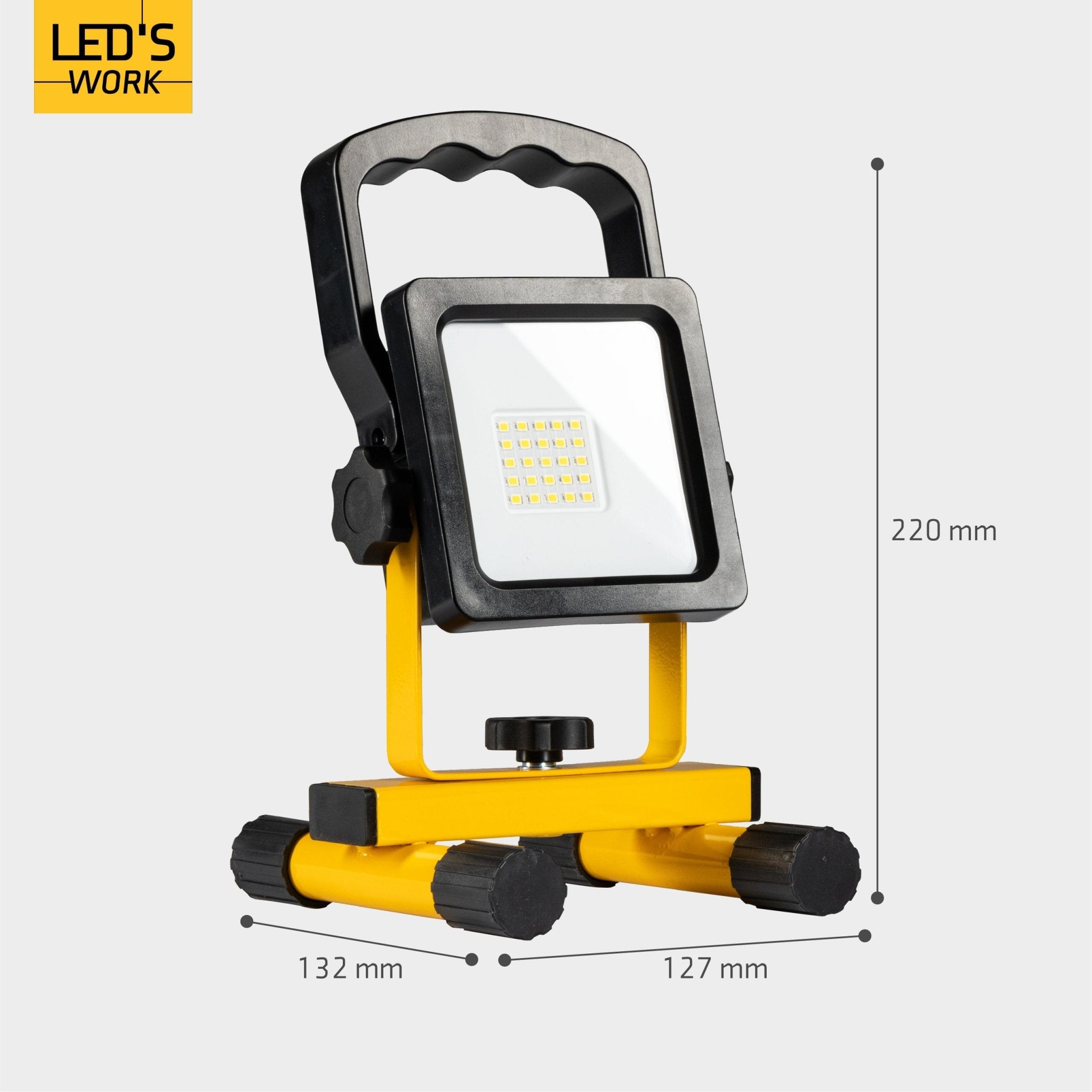 LED's Work draadloze LED Werklamp op accu 1200lm - Oplaadbaar en kantelbaar - Zwart geel Werklampen LED.nl