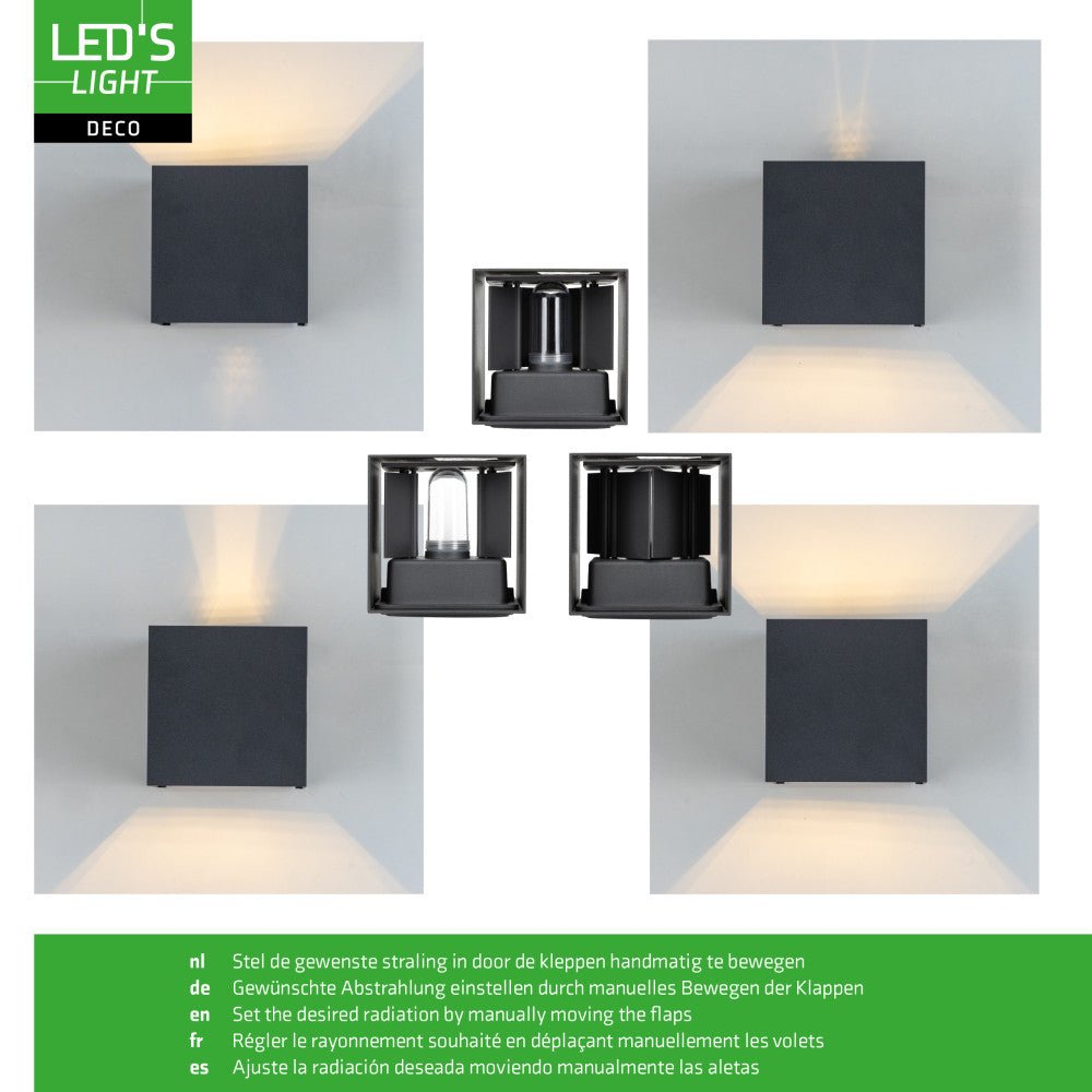 Lumo Cube Antraciet - Wandarmatuur zonder lichtbron - Excl 1xG9 - IP65 Wandlampen LED.nl