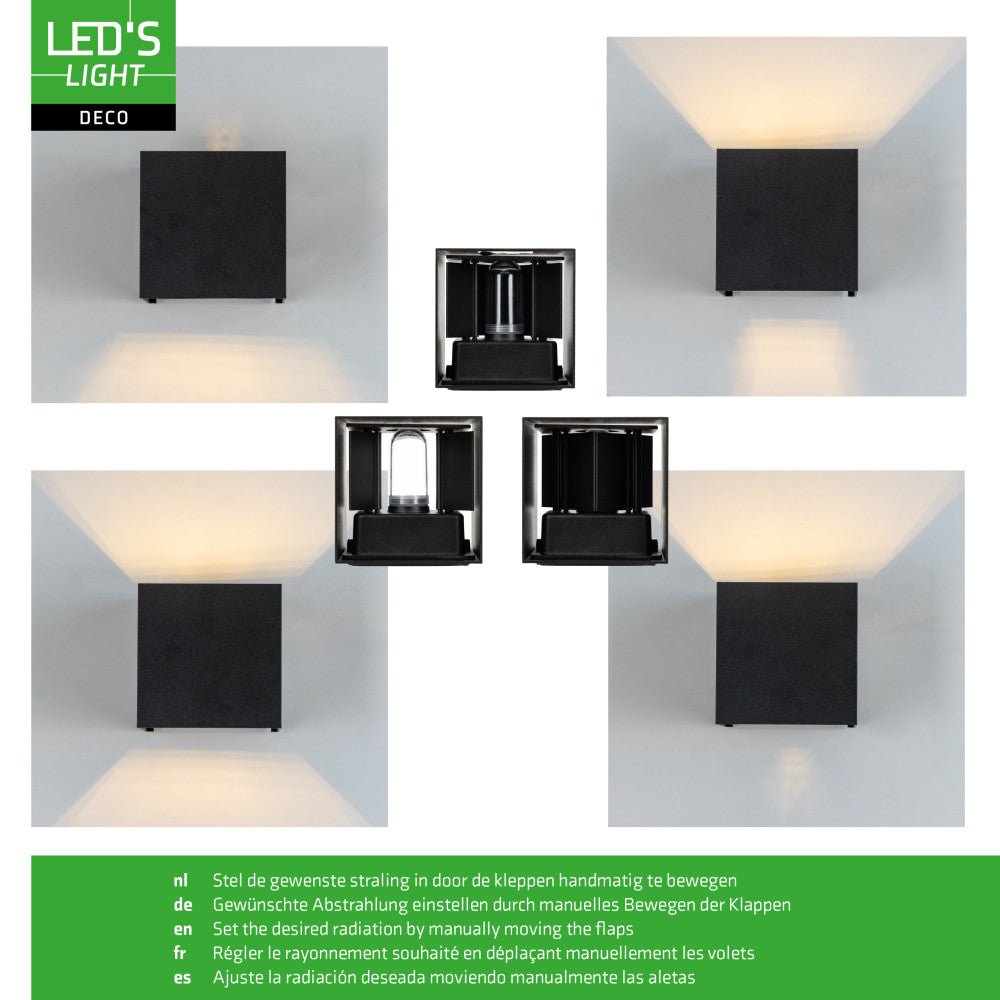 Lumo Cube Zwart - Wandarmatuur zonder lichtbron - Excl 1xG9 - IP65 Wandlampen LED.nl