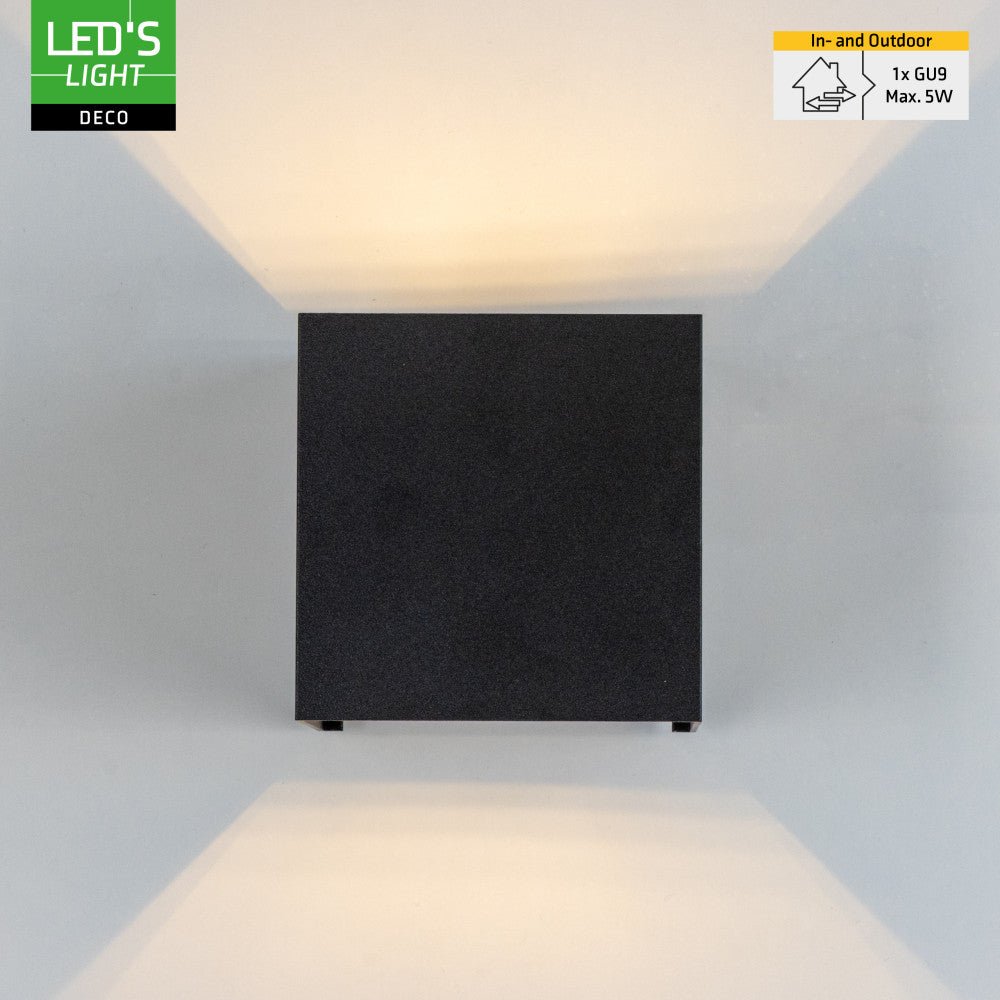 Lumo Cube Zwart - Wandarmatuur zonder lichtbron - Excl 1xG9 - IP65 Wandlampen LED.nl