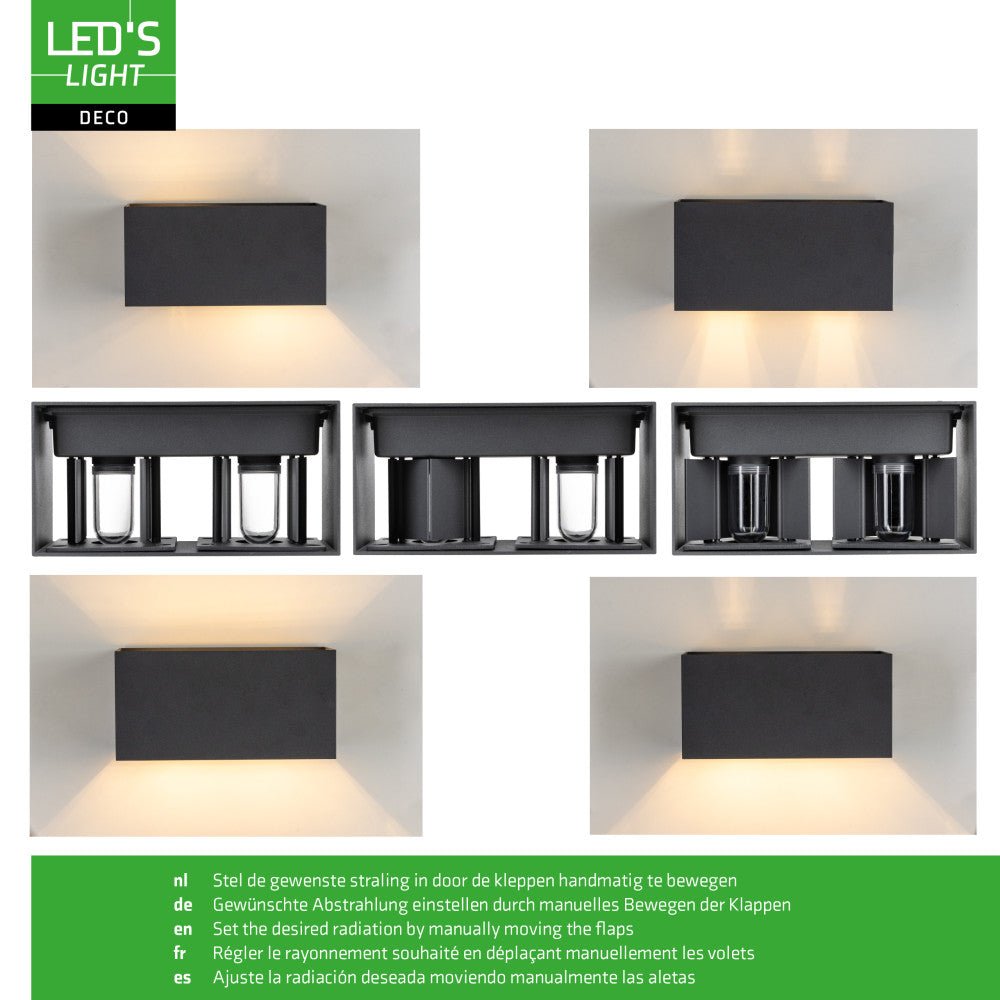 Lumo Recta Antraciet - Wandarmatuur zonder lichtbron - Excl 2xG9 - IP65 Wandlampen LED.nl