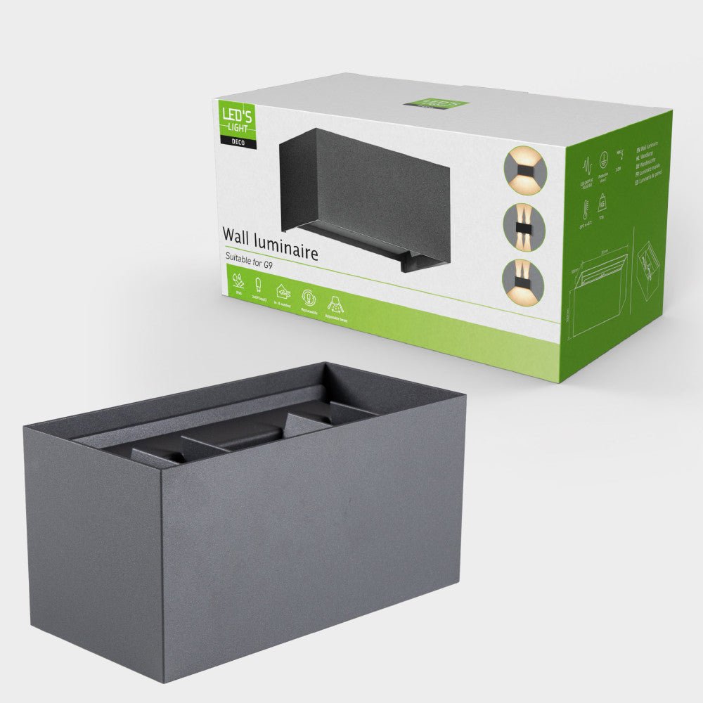 Lumo Recta Antraciet - Wandarmatuur zonder lichtbron - Excl 2xG9 - IP65 Wandlampen LED.nl