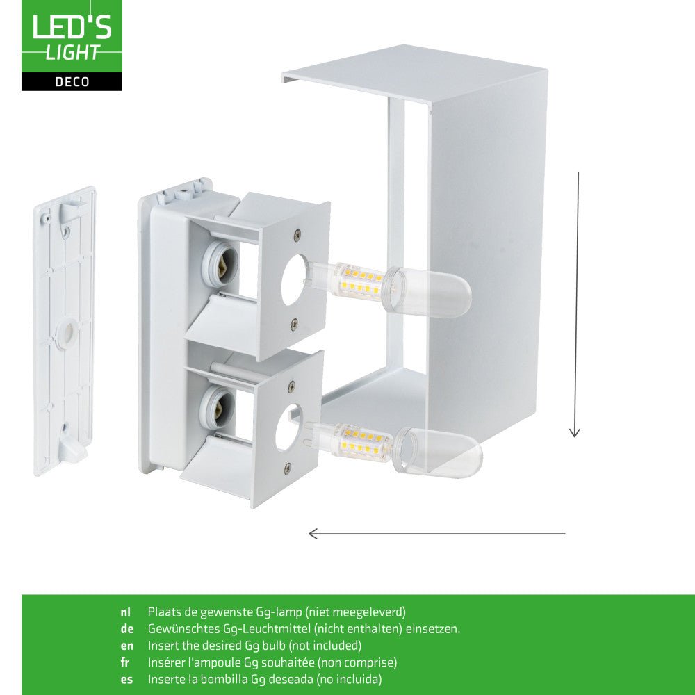 Lumo Recta Wit - Wandarmatuur zonder lichtbron - Excl 2xG9 - IP65 Wandlampen LED.nl