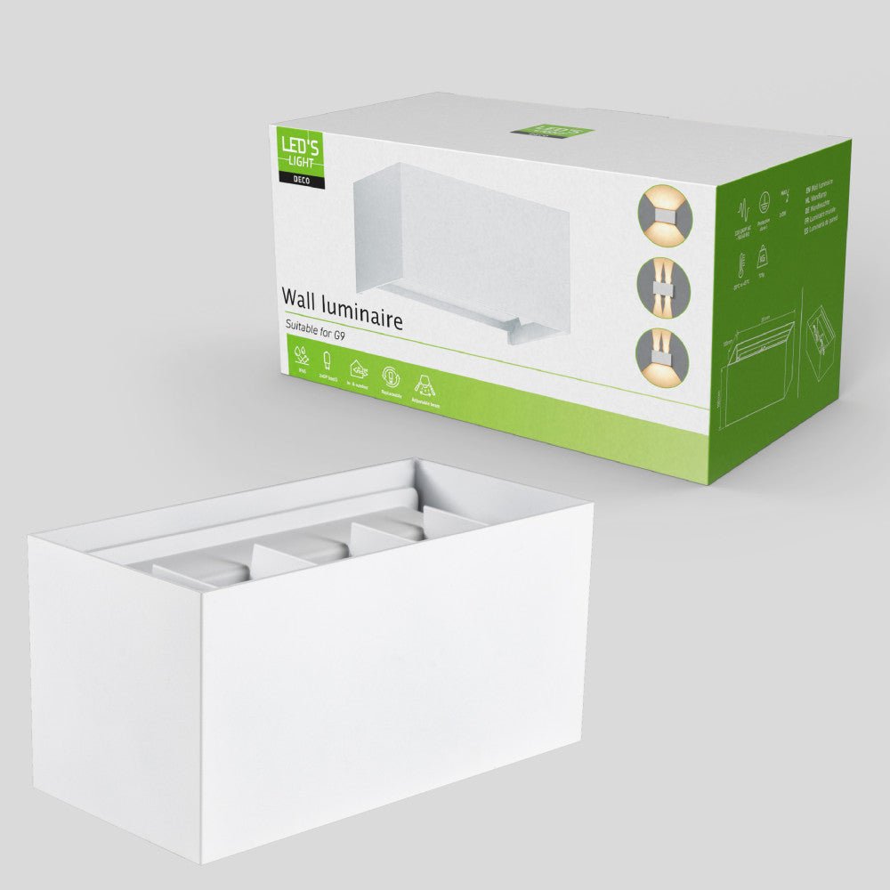 Lumo Recta Wit - Wandarmatuur zonder lichtbron - Excl 2xG9 - IP65 Wandlampen LED.nl