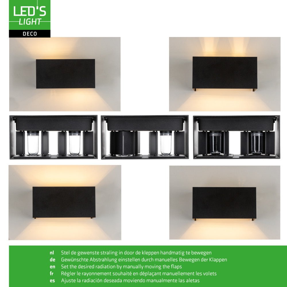 Lumo Recta Zwart - Wandarmatuur zonder lichtbron - Excl 2xG9 - IP65 Wandlampen LED.nl