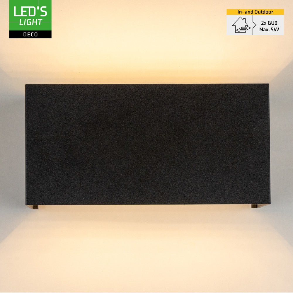 Lumo Recta Zwart - Wandarmatuur zonder lichtbron - Excl 2xG9 - IP65 Wandlampen LED.nl