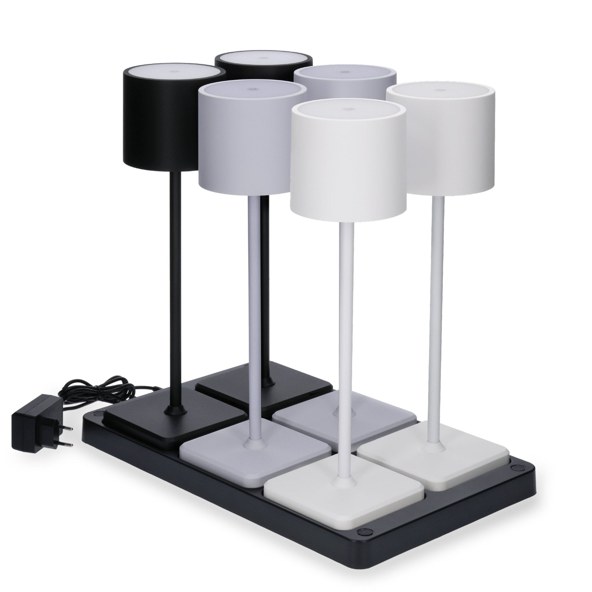 Oplaadstation voor 6 oplaadbare LED tafellampen - Docking met voeding - Zwart LED.nl