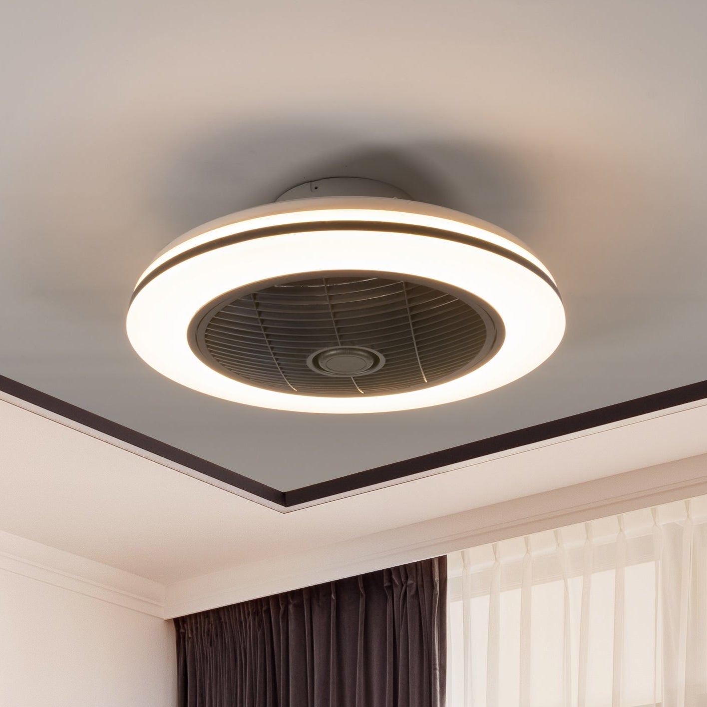 Proventa 3D Air Plafondventilator met verlichting 50 cm - Verspreidt lucht over hele kamer - Met afstandsbediening Plafondventilatoren LED.nl