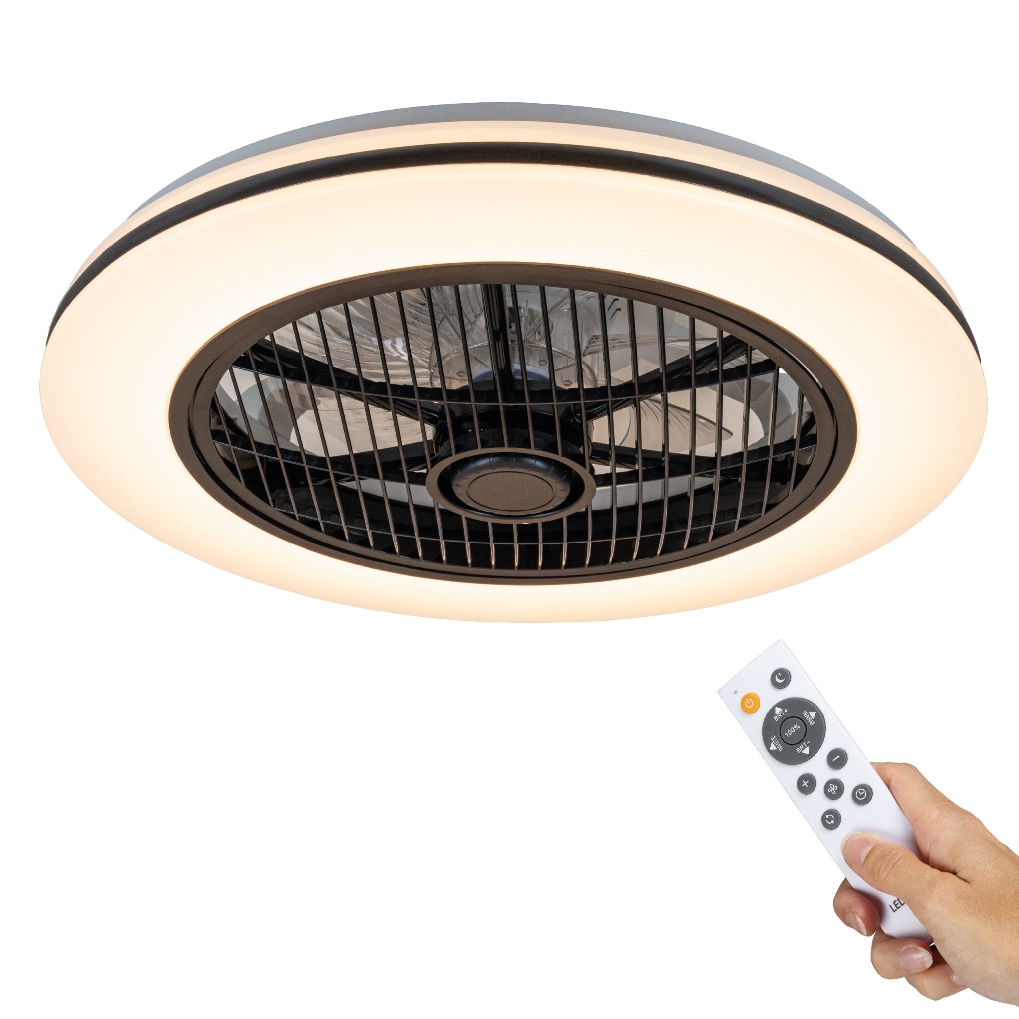 Proventa 3D Air Plafondventilator met verlichting 50 cm - Verspreidt lucht over hele kamer - Met afstandsbediening Plafondventilatoren LED.nl