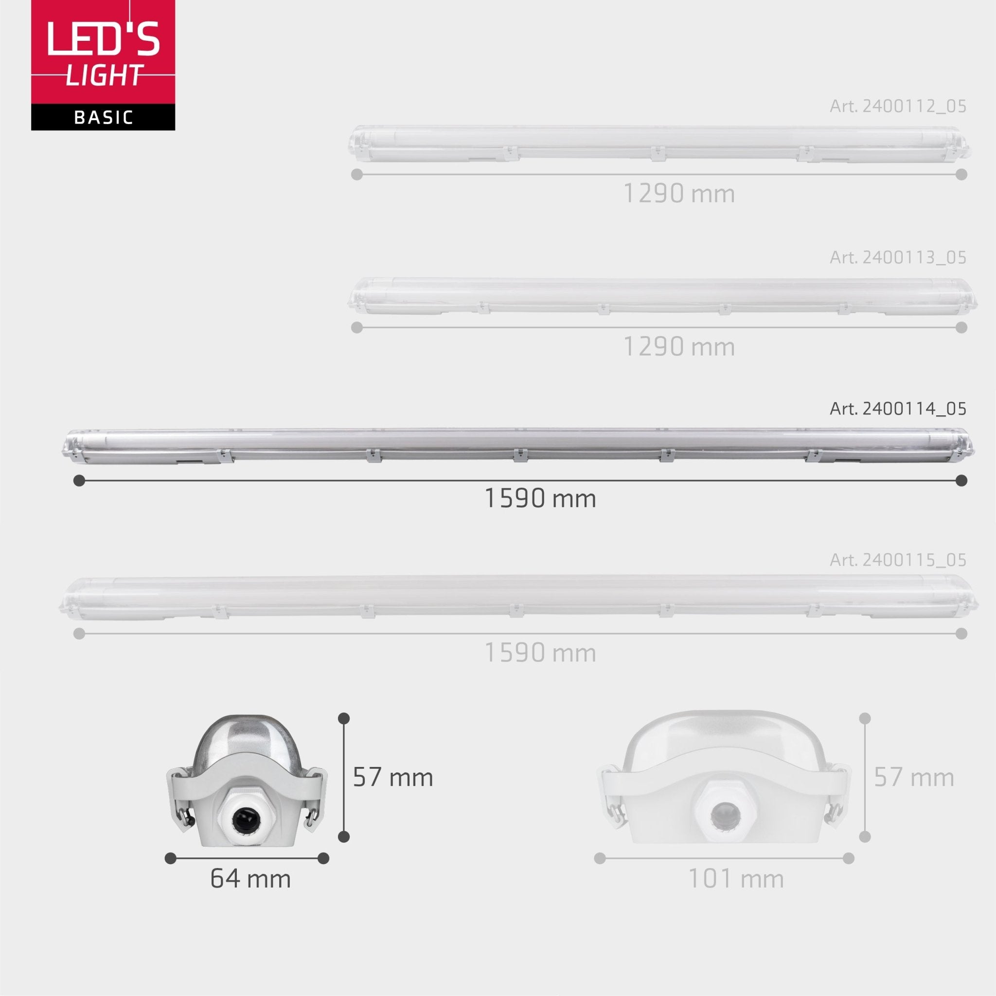 4 PACK - LED's Light LED TL 4 armaturen met lampen 150 cm - Koud wit licht 6500 K - Waterdicht - Complete set - 4 stuks TL verlichting LED.nl
