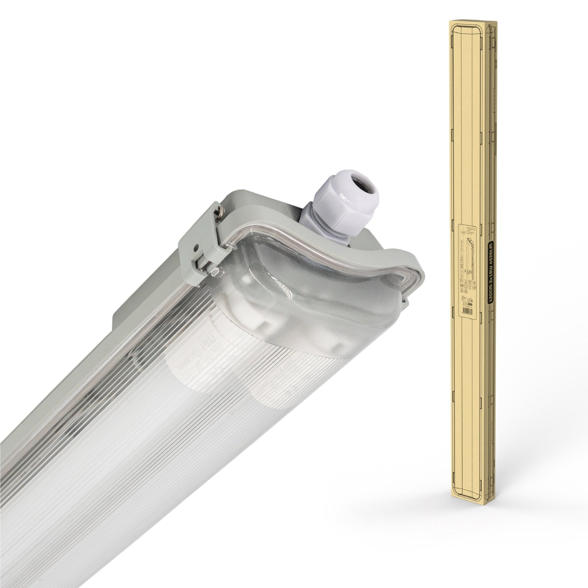 4 PACK - LED TL dubbel armaturen met 8 lampen 120 cm - Koud wit licht 6500 K - Waterdicht TL verlichting LED.nl