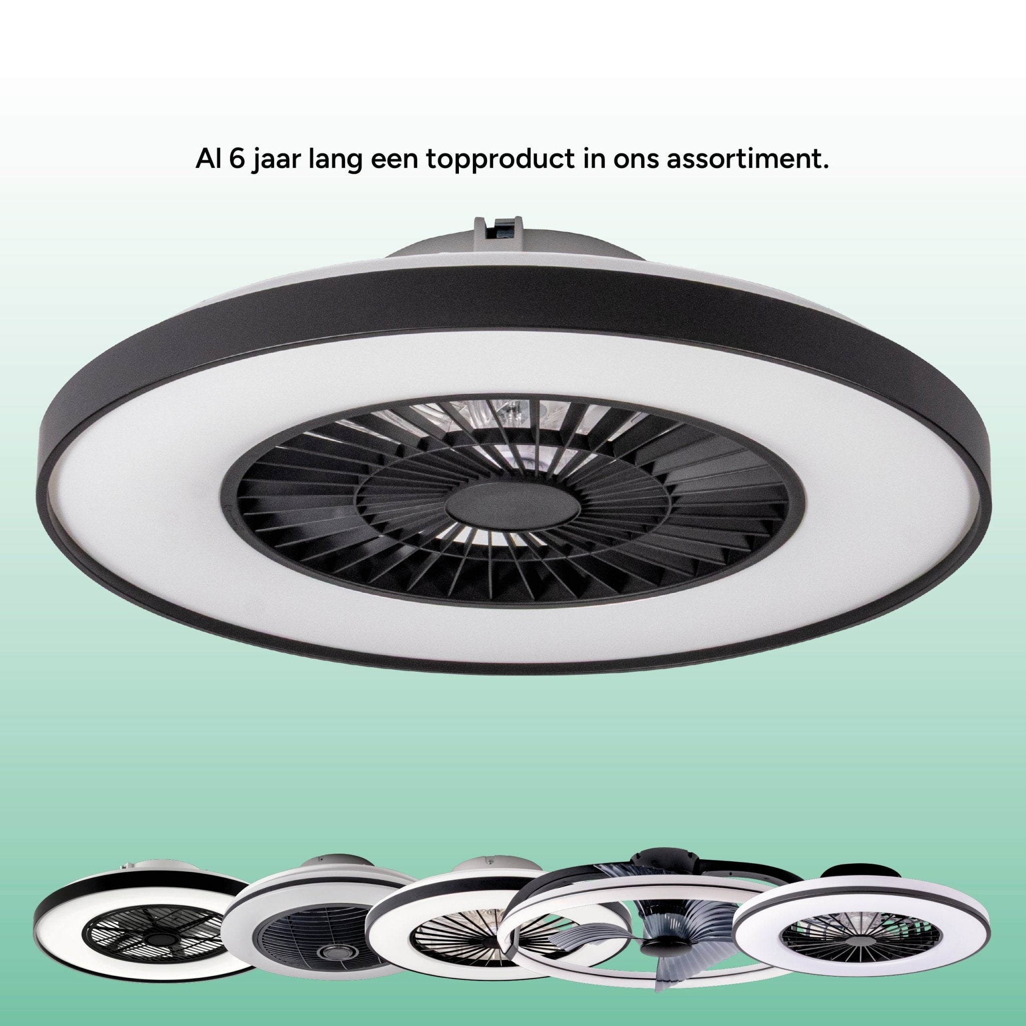 Proventa Premium Plafondventilator met lamp 60 cm - Zomer- en winterstand met afstandsbediening - Zwart Plafondventilatoren LED.nl