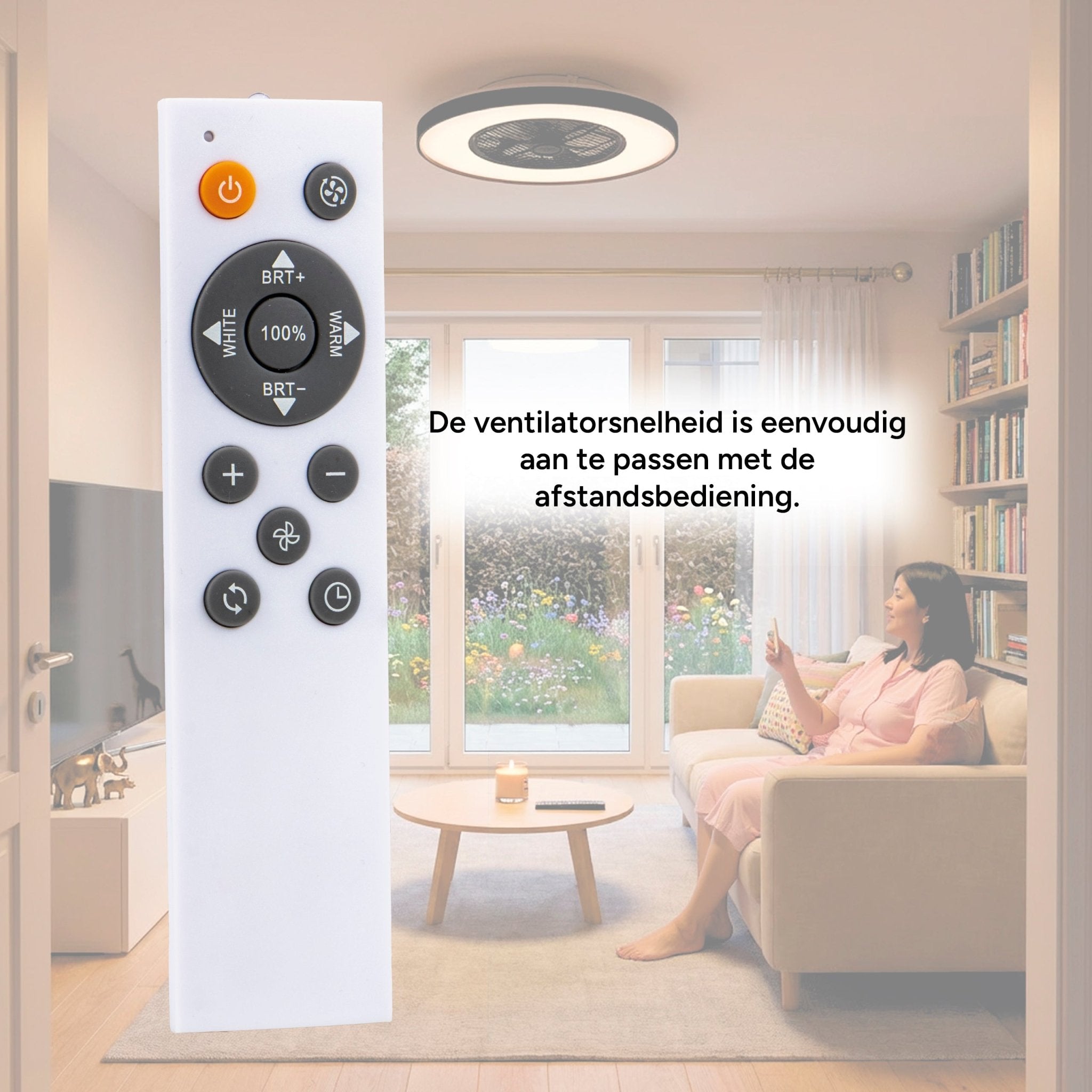 Proventa Premium Plafondventilator met lamp 60 cm - Zomer- en winterstand met afstandsbediening - Zwart Plafondventilatoren LED.nl