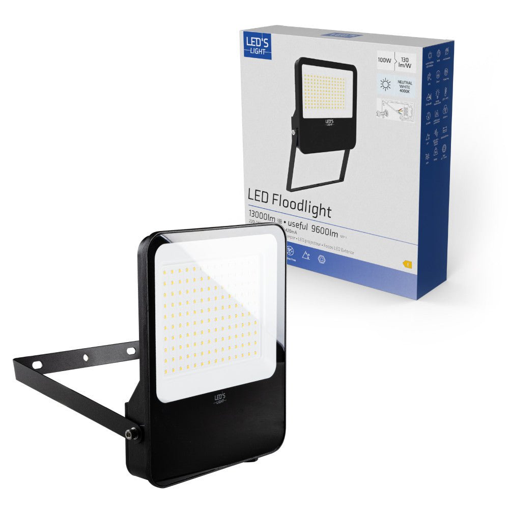 LED's Light Schijnwerper floodlight - 100W 9600lm 4000K - Zwart - IP65 Schijnwerpers LED.nl