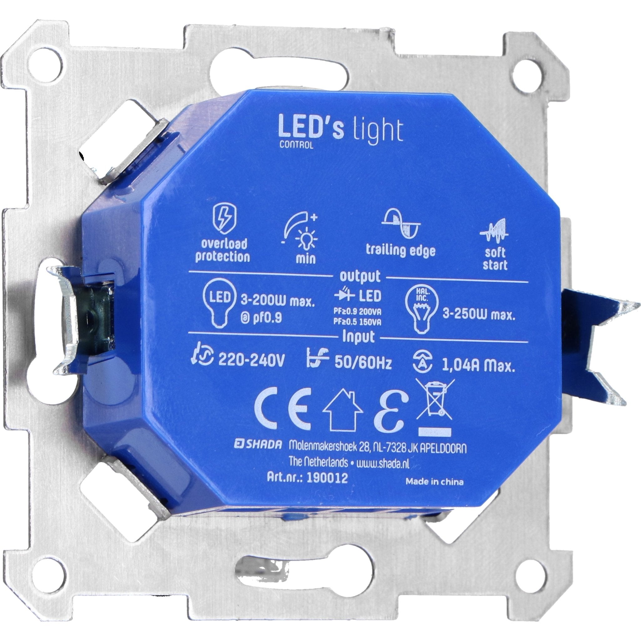 Universele LED draai dimmer tot 250 watt - Geschikt voor alle dimbare lampen - 2 draads Dimmers Led.nl