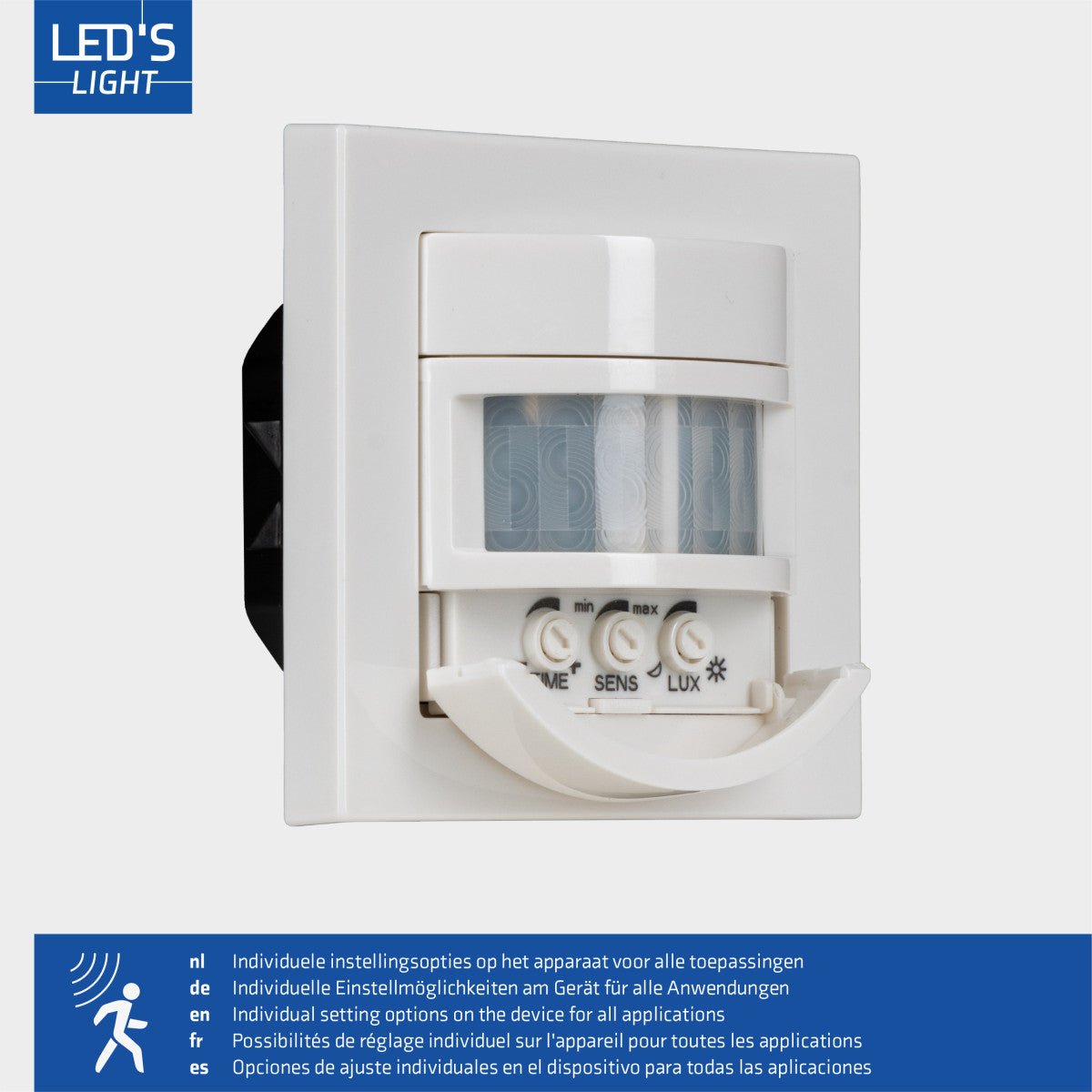 Wandschakelaar met Bewegingssensor - 55 x 55 mm inbouw - Compatibel met LED - Wit LED.nl