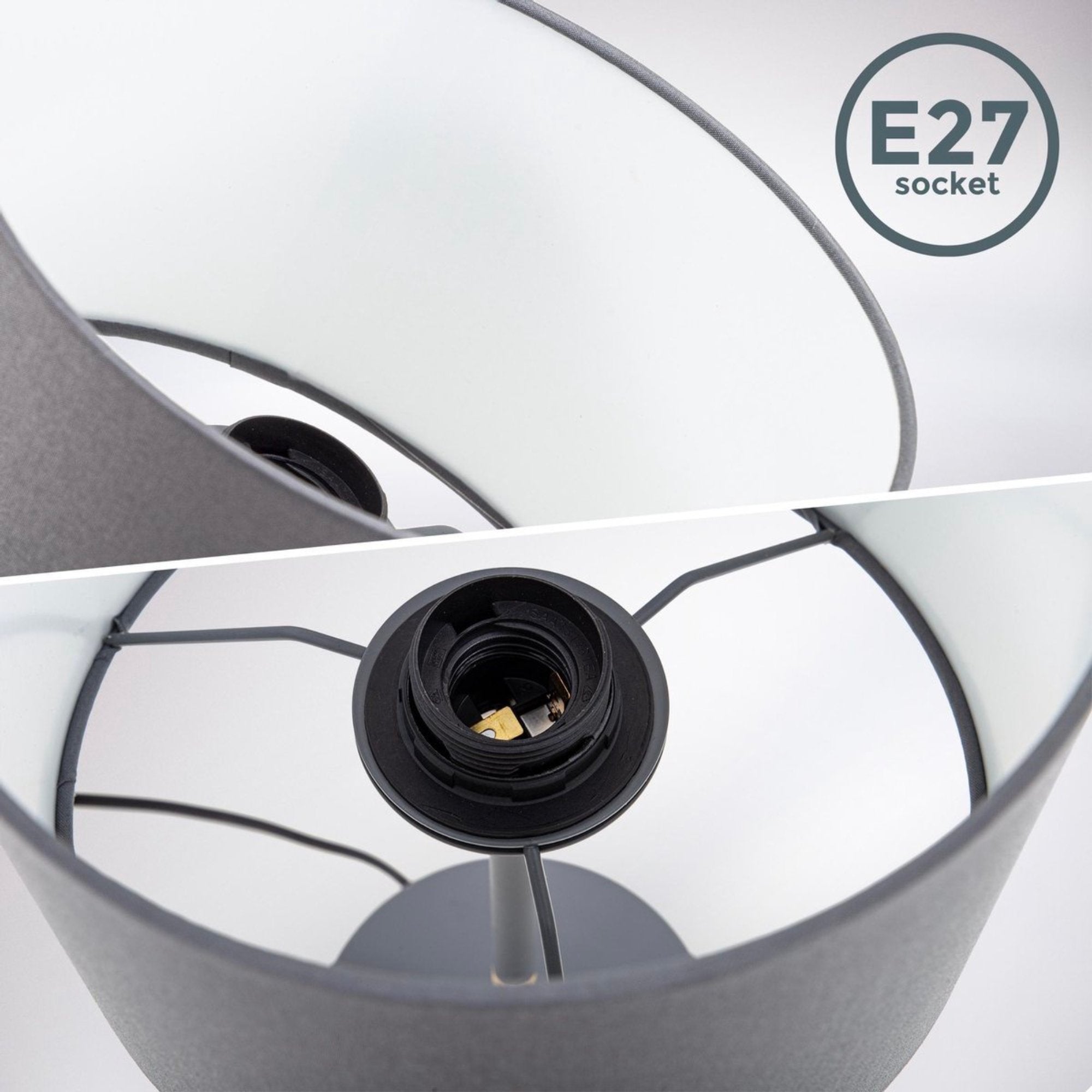 B.K.Licht - Grijze tafellamp - Metaal & stof - Met kap - Scandinavische bedlamp - Slaapkamer lamp - E27 fitting - Excl. lichtbron LED.nl