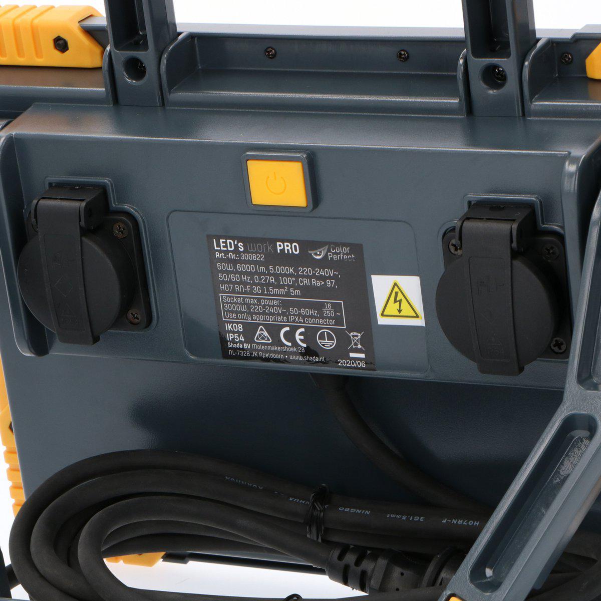 LED's Work ColorPro Bouwlamp 6000 - Realistische kleurweergave CRI97 - 5 meter snoer - IP54 - 60W Werklampen LED.nl
