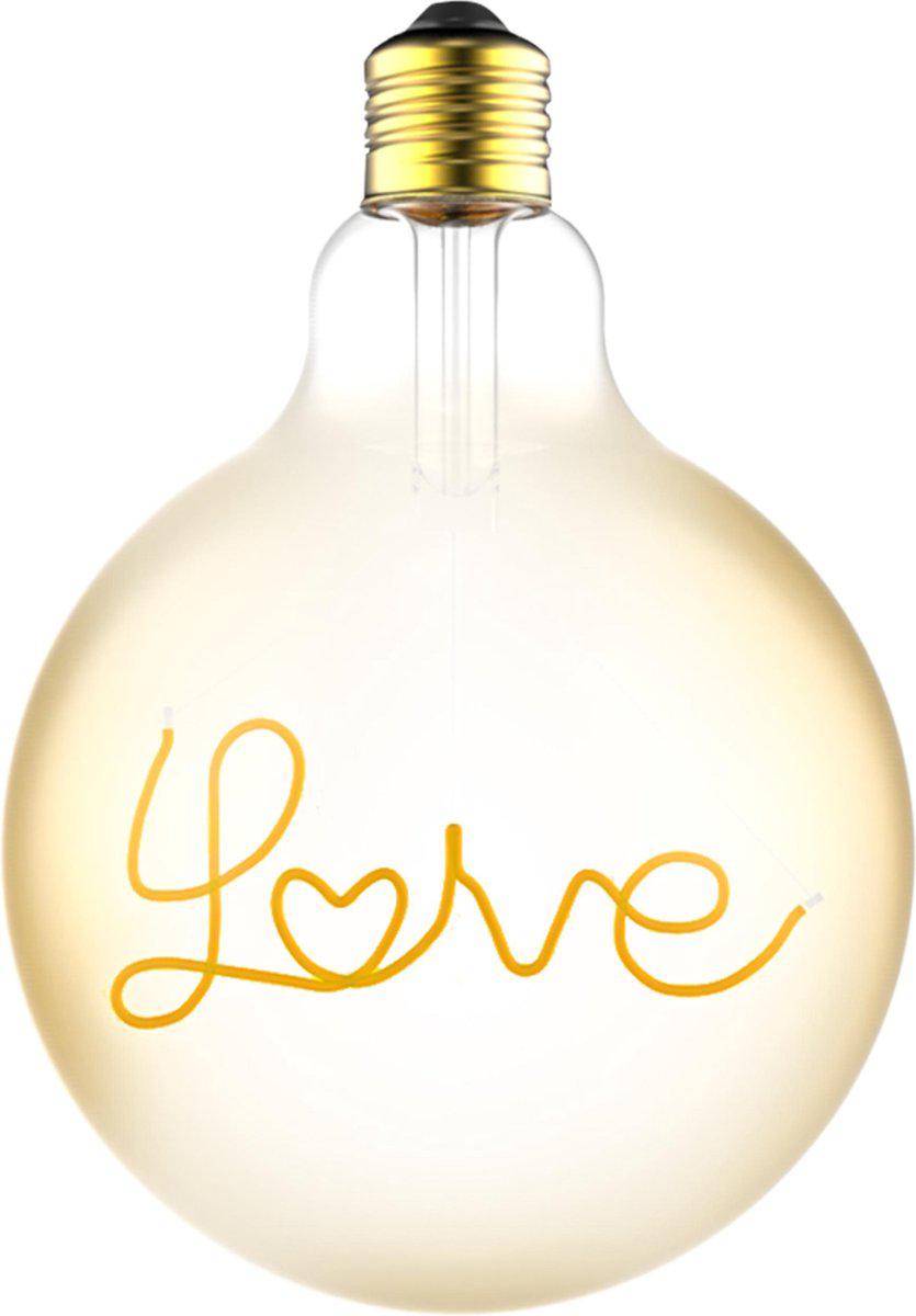 DecoDim Mega LED-Lampe mit Text E27 – Love – Dimmbar extra warmweiß – Globe - LED.de